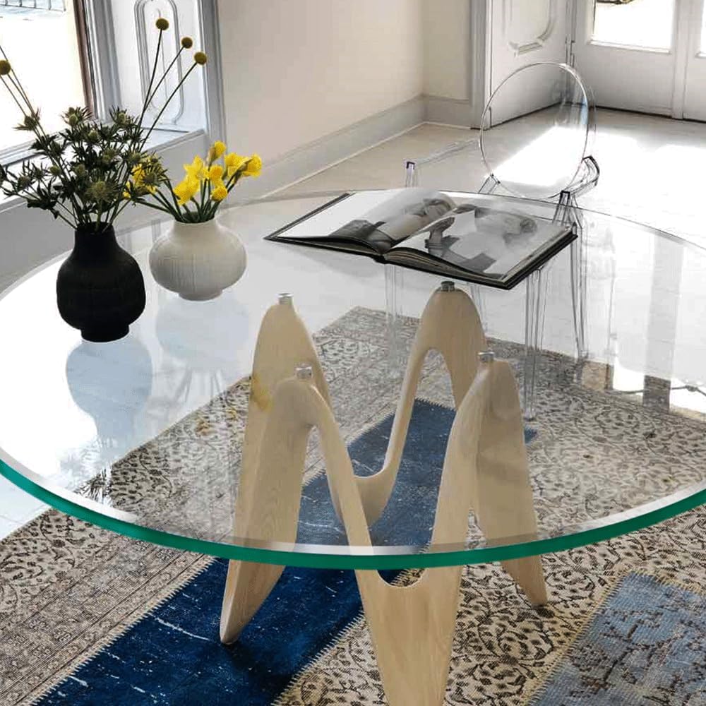24 inch Round Glass Table Top - Tempered - 3/8" Thick Glass Surface, Safe Pencil Edge, Multipurpose for Dining Table, Patio, Coffee and End Table