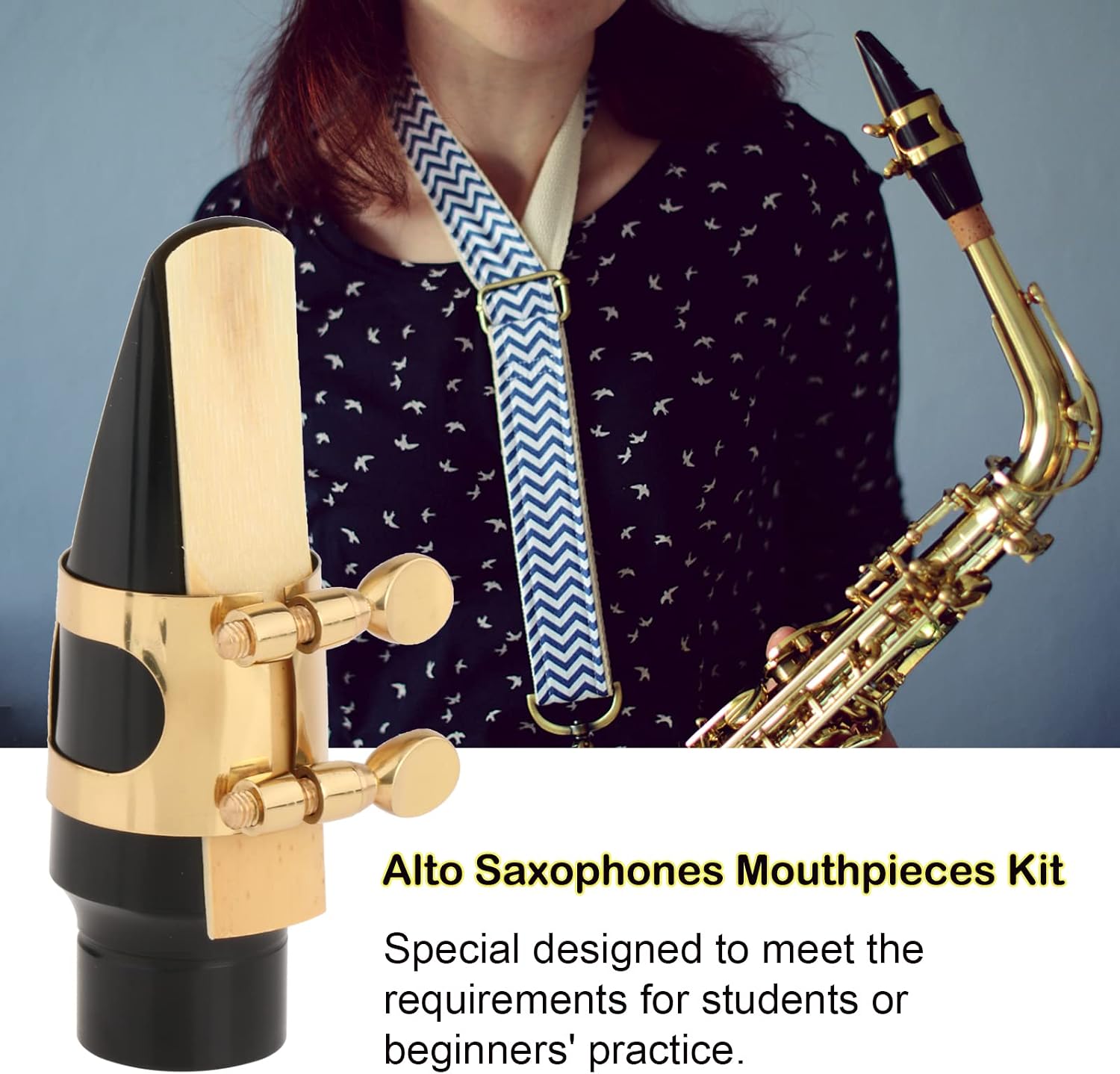 Alto Saxophones Mouthpieces Kit with Ligature, One Reed and Cap | Saxophone Mouthpieces with Easy Response and Comfortable Feel, Ideal for Beginners