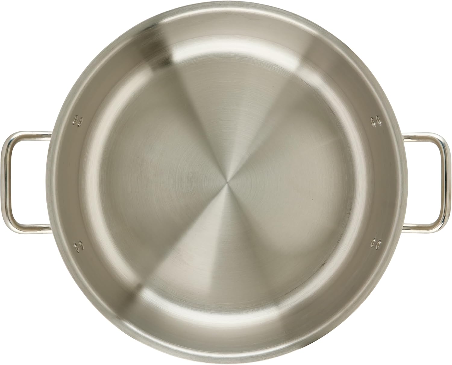 Winco 15 qt Stainless Steel Brazier Pan with Lid | Flat bottom, Wide base, Riveted handles, Induction safe, Great for Braising, Simmering, Batch Cooking and Restaurant Kitchens