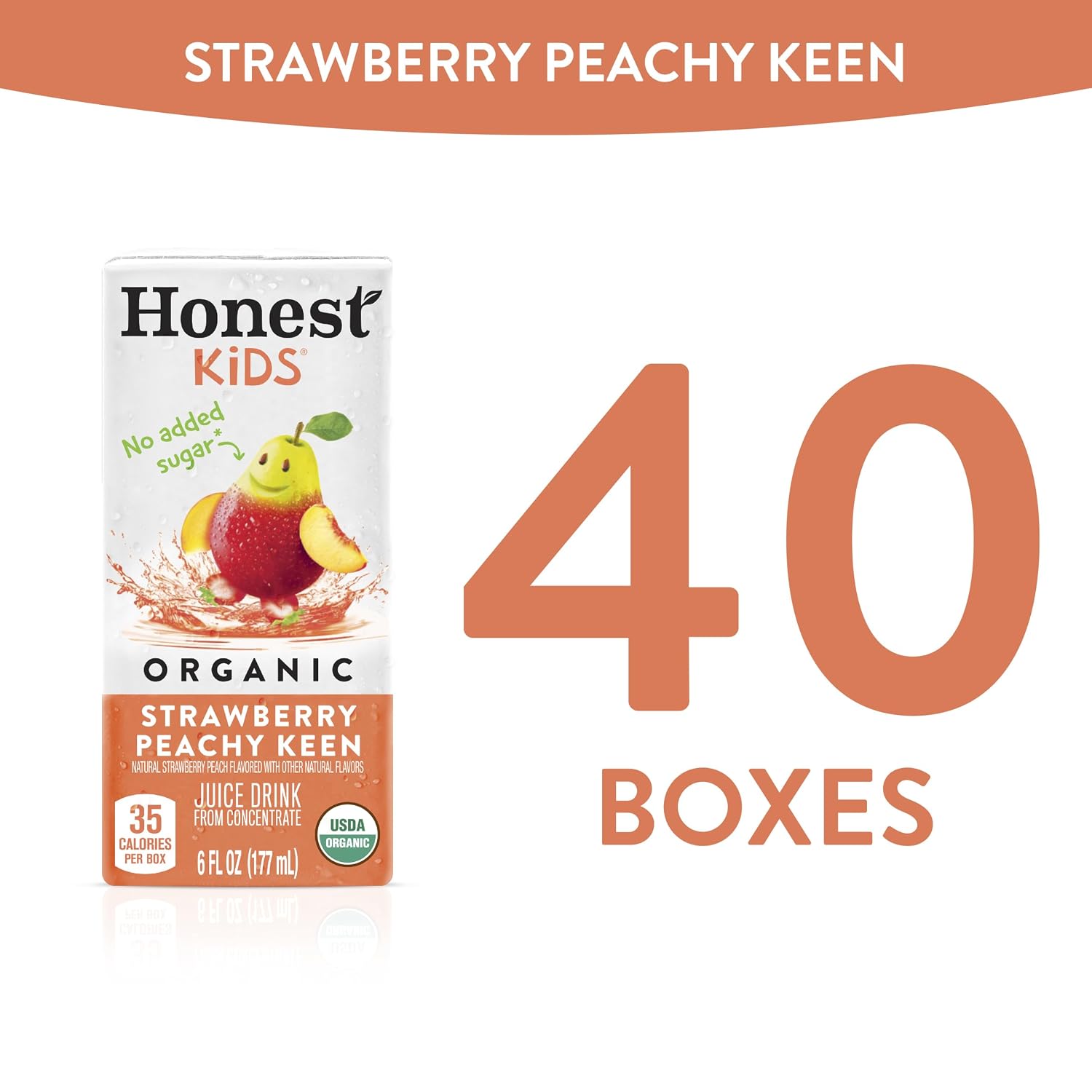 Honest Kids Strawberry Peachy Keen Cartons, 6 fl oz, 8 Pack, 5 Sets