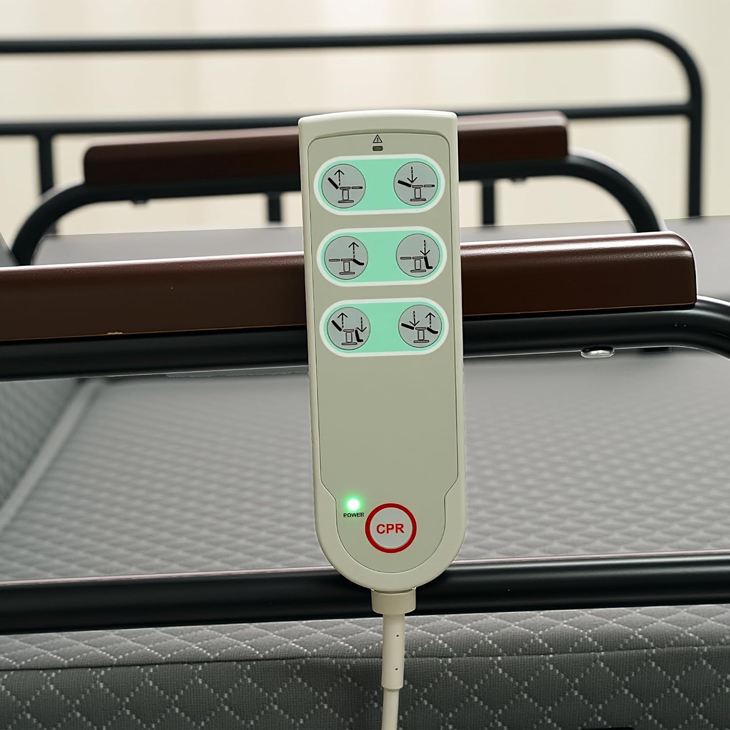 Electric Lift Bed for Elderly, Remote Control Adjustable Bed with 5.91" Mattress, Quiet Motor and Removable Tray, Zero Gravity Position Bed Frame Suitable for Hospital/Home Care