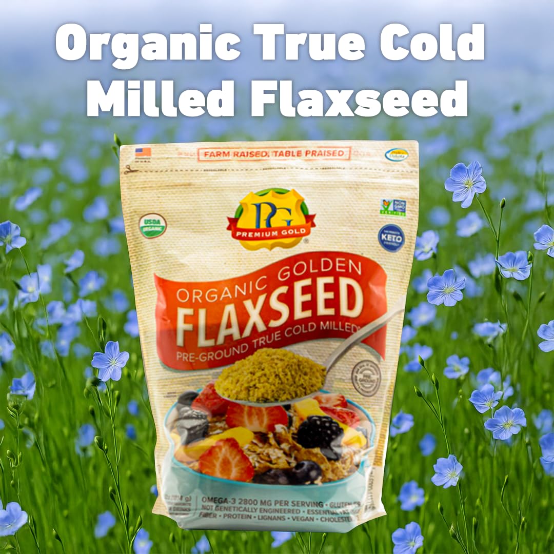 Premium Gold Flax Products Organic Ground Flax Seed, 4 lbs.