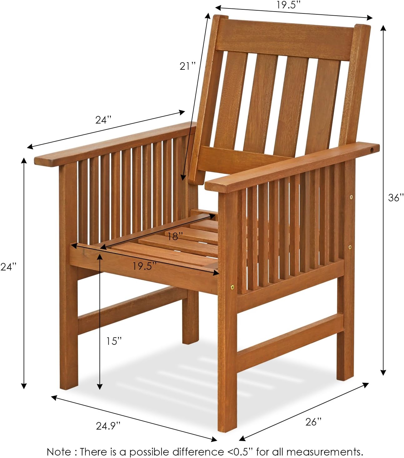 Furinno TIOMAN Patio Chair, Mediterranean Outdoor Lawn Chair, Armchair with Cushion, for Patio, Garden, Porch, Natural