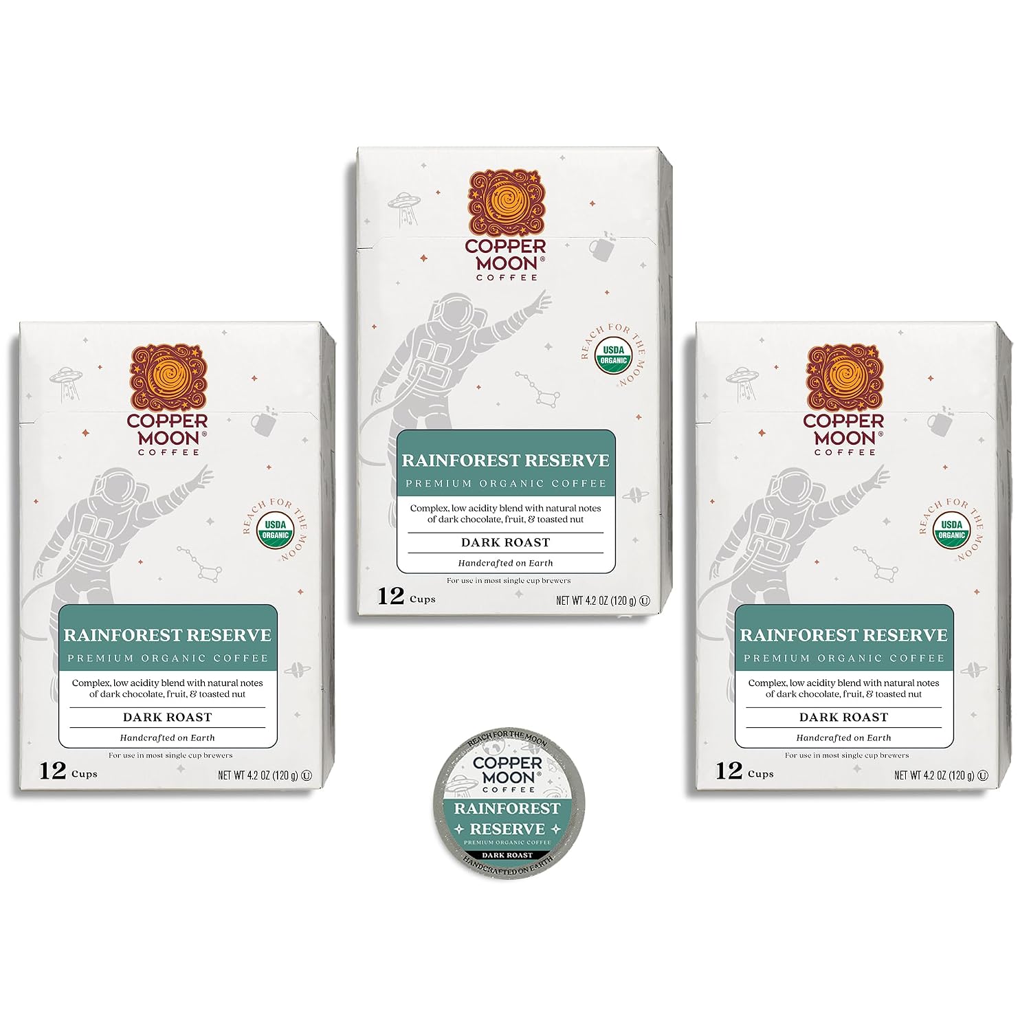 Copper Moon K-Cup Coffee Pods, Medium Roast, Costa Rican Blend, 80 Count | Single Serve, Vegan, Allergen Free, Non-GMO, Kosher, Small Batch Roasted, Vegetarian, Compatible with Keurig K Cup Brewers