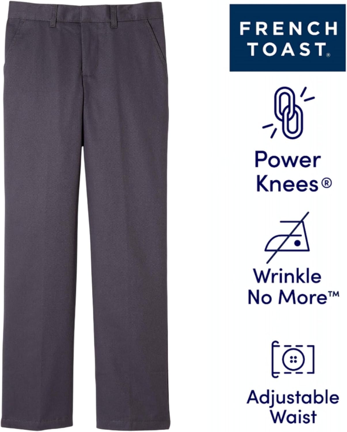 French Toast Boys' Adjustable Waist Relaxed Fit Twill Pant | school uniform pants, no need to iron, double knees for durability, typically fit boys ages 2-14