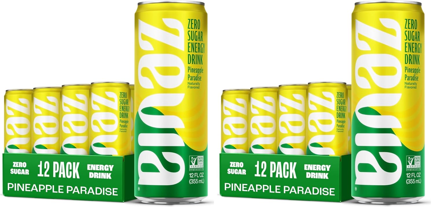 Zevia Zero Sugar Energy Drink, Raspberry Lime, 12 oz Cans (12-Pack) – Naturally Sweetened, Zero Calorie Sugar Free Energy - Non-GMO Project Verified, Gluten-Free, Vegan