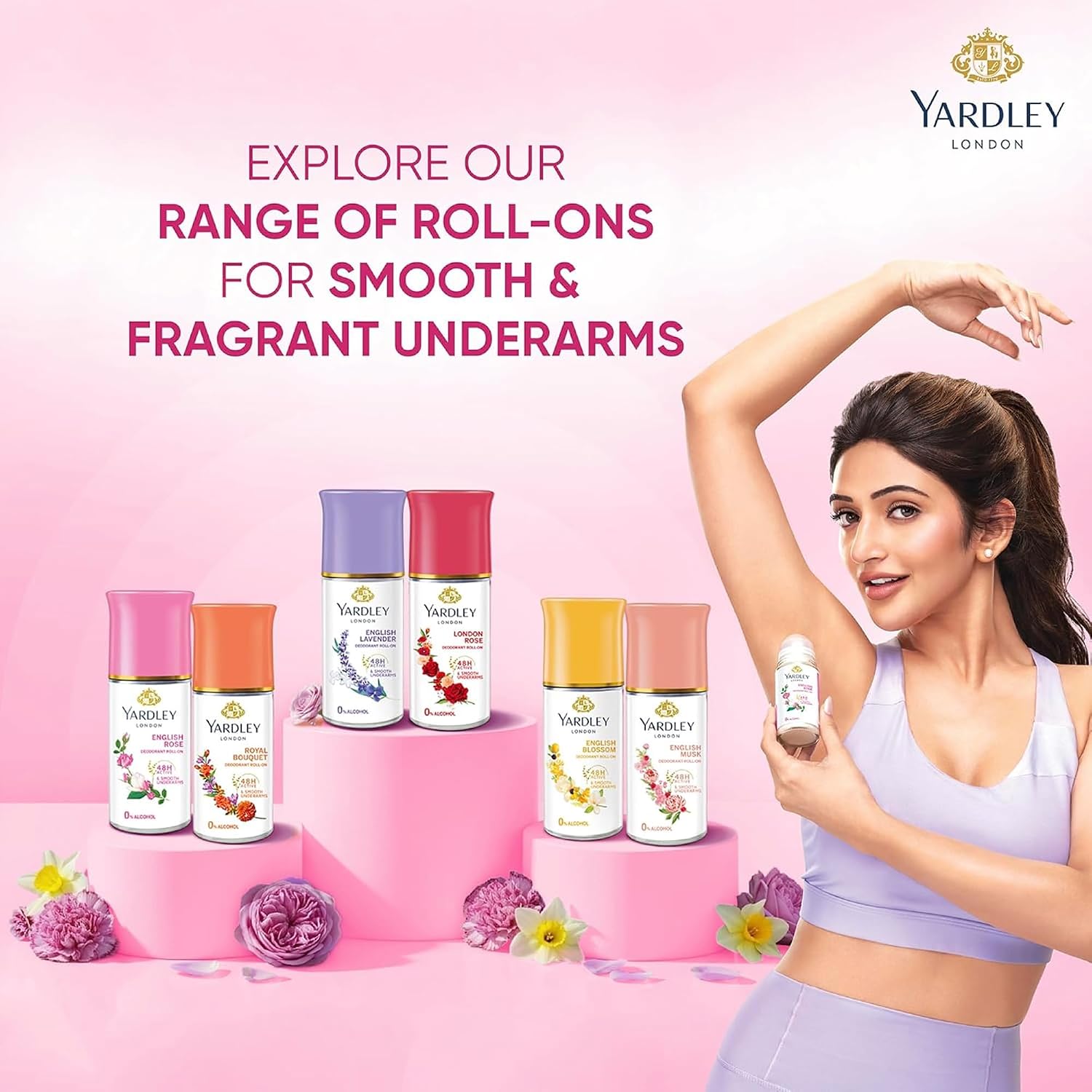 Yardley London English Rose Anti-Perspirant Deodorant Roll-On | 48-Hour Active | Alcohol-Free | 1.7oz (50ml)