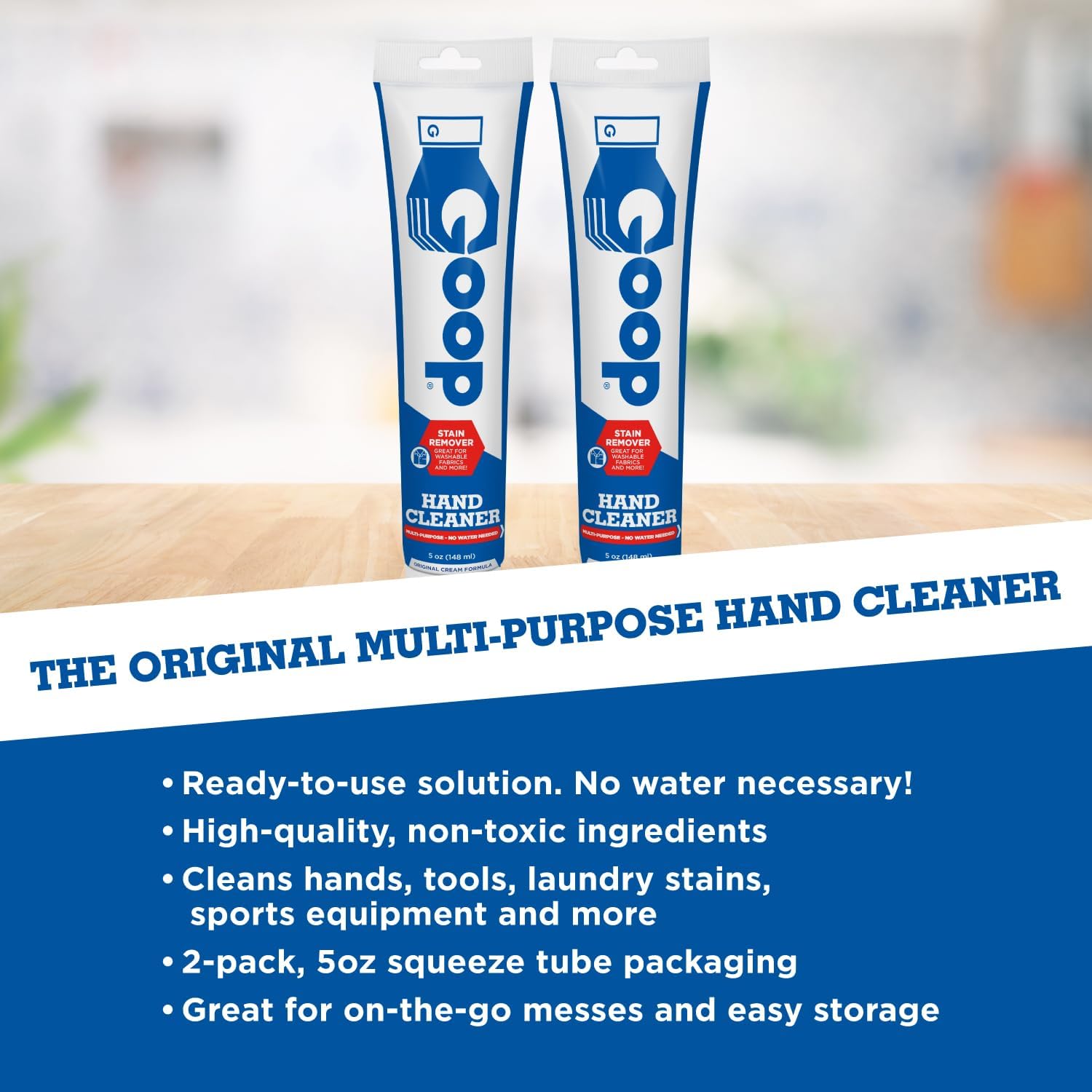 GOOP Multi-Purpose Hand Cleaner- Waterless Hand Degreaser, Laundry Stain Remover - NonToxic and Biodegradable Cleaner Remove Dirt, Oil, Paint, Ink, and Clothes Stains Original, 14oz Pack of 1