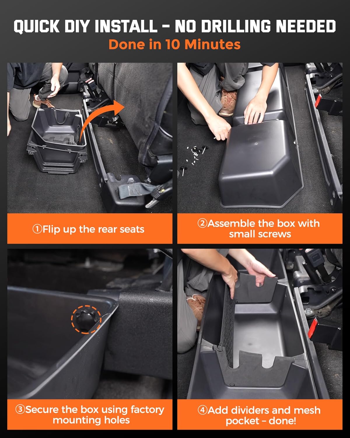 DiffCar® Truck Underseat Storage for Ford F150: 2015-2026 SuperCrew/CrewCab | Rear Under Seat Organizer Tool Box Car Accessories for Ford F-150