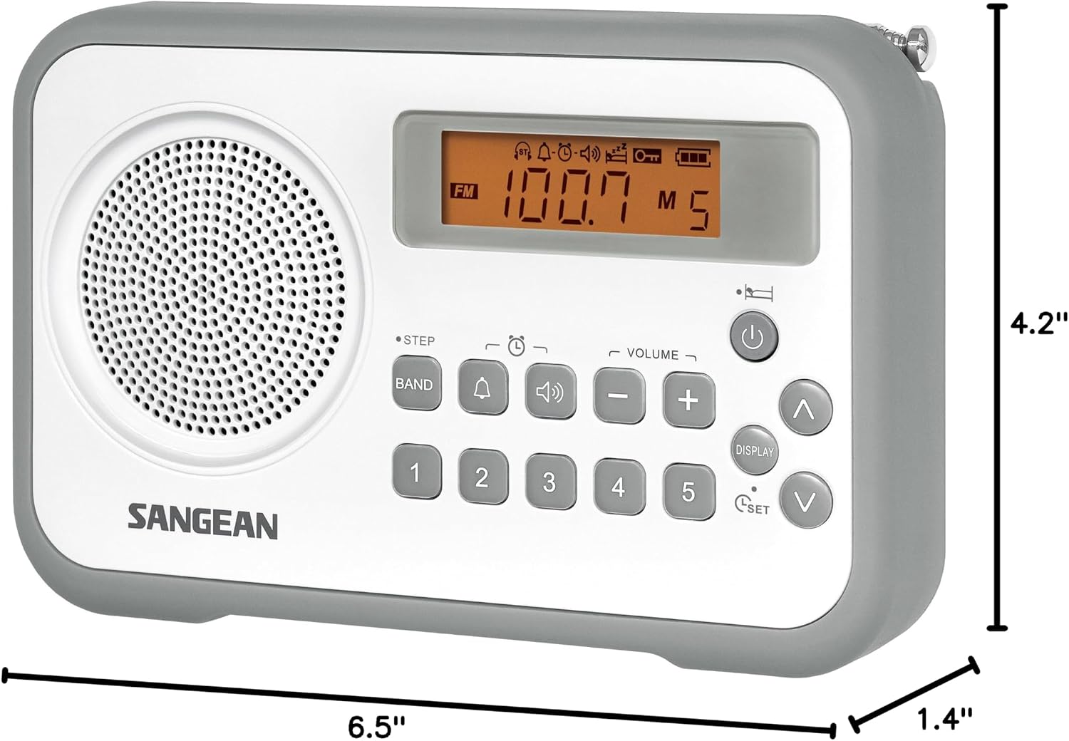 Sangean PR-D18BU AM /FM / Portable Digital Radio with Protective Bumper (White/Blue)