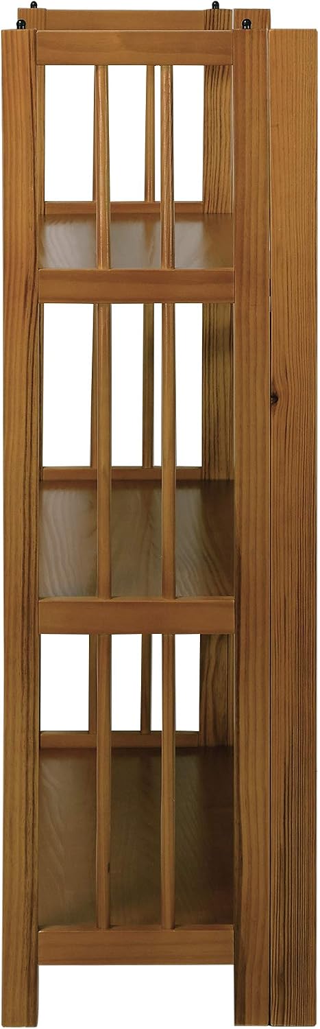 Casual Home 3-Shelf Folding Stackable Bookcase (27.5" Wide)-Walnut