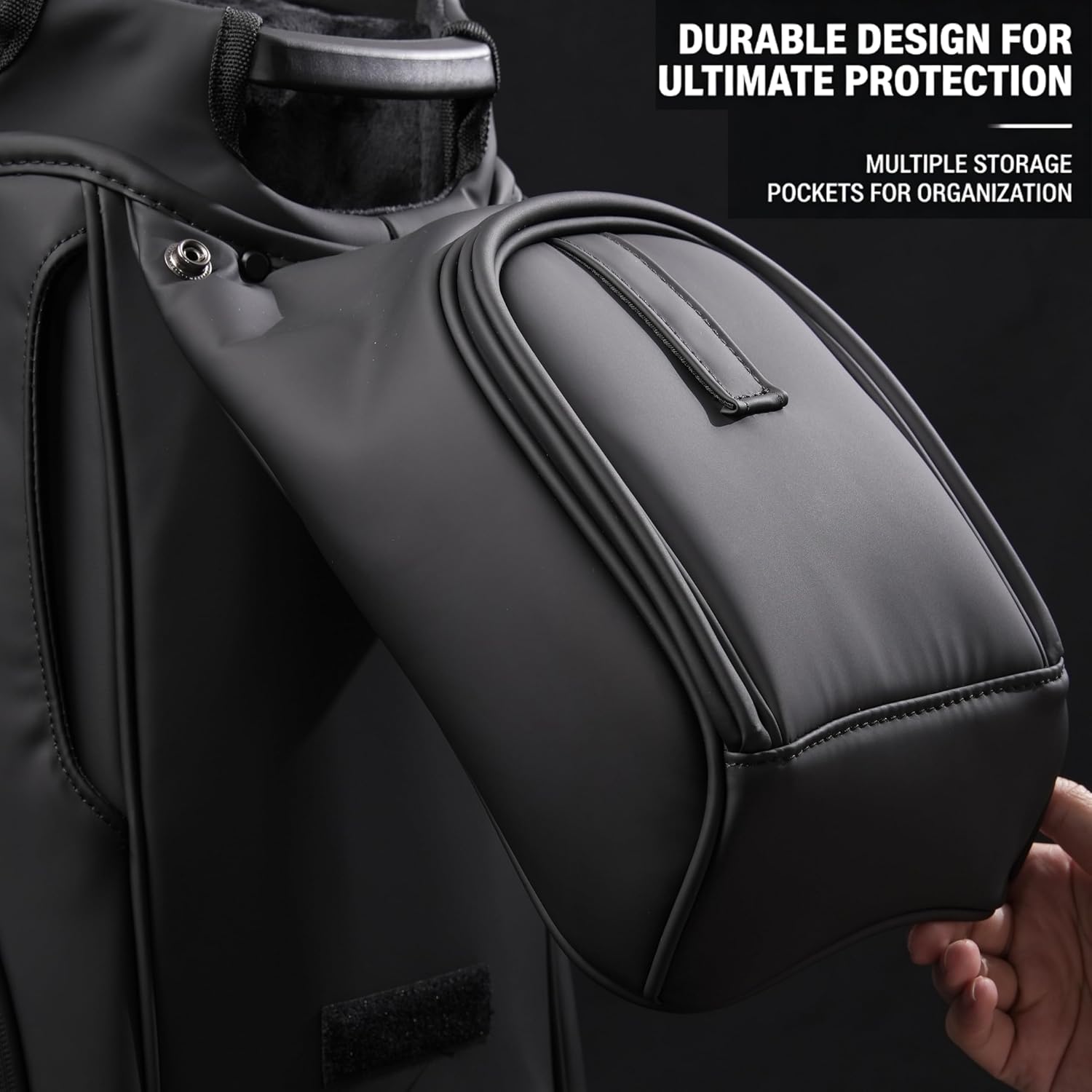 14-Way Full Length Dividers Golf Cart Bag - Waterproof Synthetic Leather Golf Bag with 15 Pockets, Durable Golf Club Bag for Men & Women, Available in Black, Blue, Gray