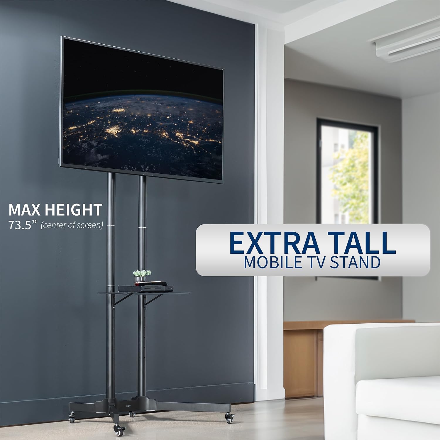 VIVO Mobile TV Cart for 32 to 83 inch Screens up to 110 lbs, LCD LED OLED 4K Smart Flat and Curved Panels, Rolling Stand with Laptop DVD Shelf, Locking Wheels, Max VESA 600x400, Black, STAND-TV03E