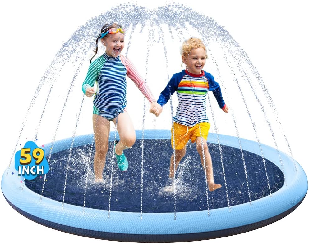 VISTOP 67" Non-Slip Splash Pad for Kids and Dogs, Thickened Sprinkler Pool for Toddlers, Outdoor Backyard Water Toys, Fun Fountain Play Mat for Babies