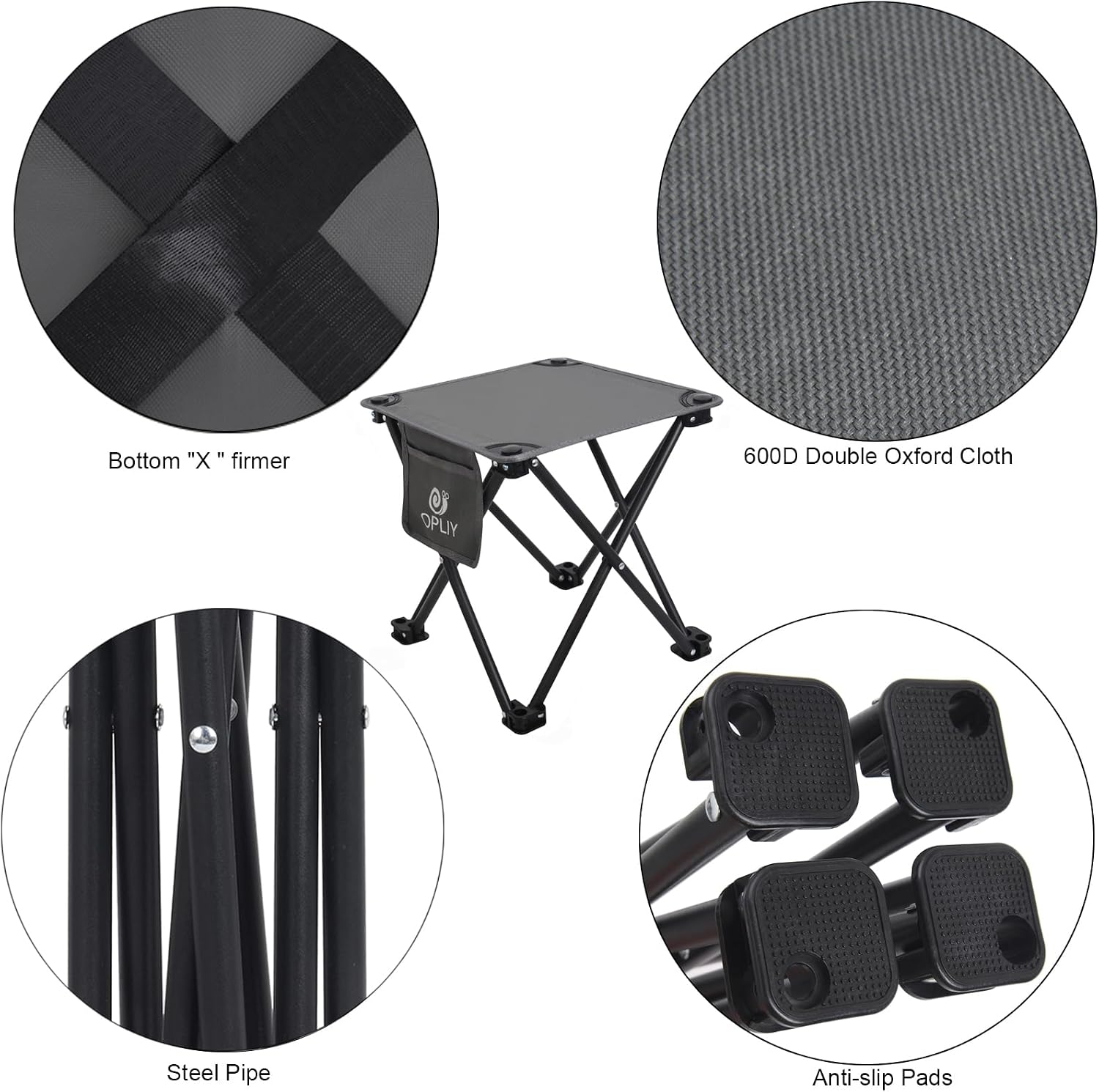 Opliy Camping Stool, Folding Small Chair Portable Camp Stool for Camping Fishing Hiking Gardening and Beach, Camping Seat with Carry Bag (Blue-Leaf)