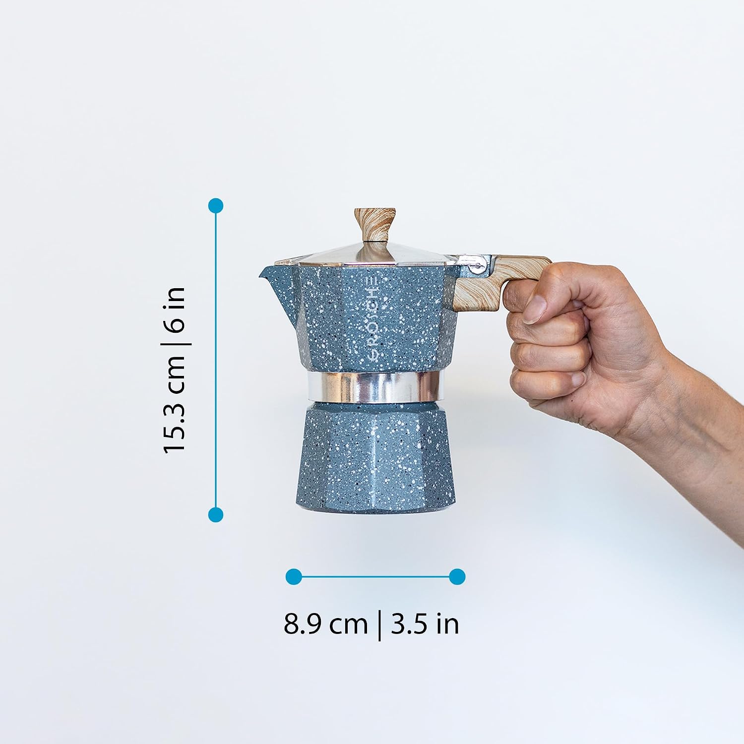 GROSCHE Milano Moka Pot | 9 Espresso Cup - 15.2 oz | Stovetop Espresso Percolator & Coffee Maker – Portable, Ideal for Home and Camping | Cuban Coffee Maker And Italian Moka Pot For Stovetop Espresso; For Gas, Electric, And Propane Stoves With A Soft-Tou…
