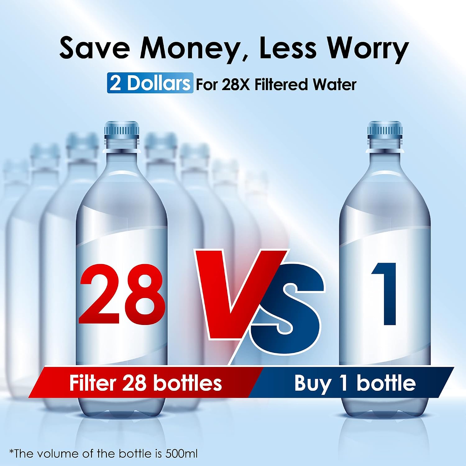 Waterdrop WFD-22L Large Water Filter Dispenser, 40-Cup Capacity, Black