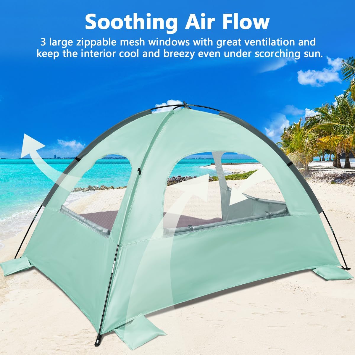 NXONE Beach Tent Sun Shelter, UPF 50+ UV Protection, Easy Setup