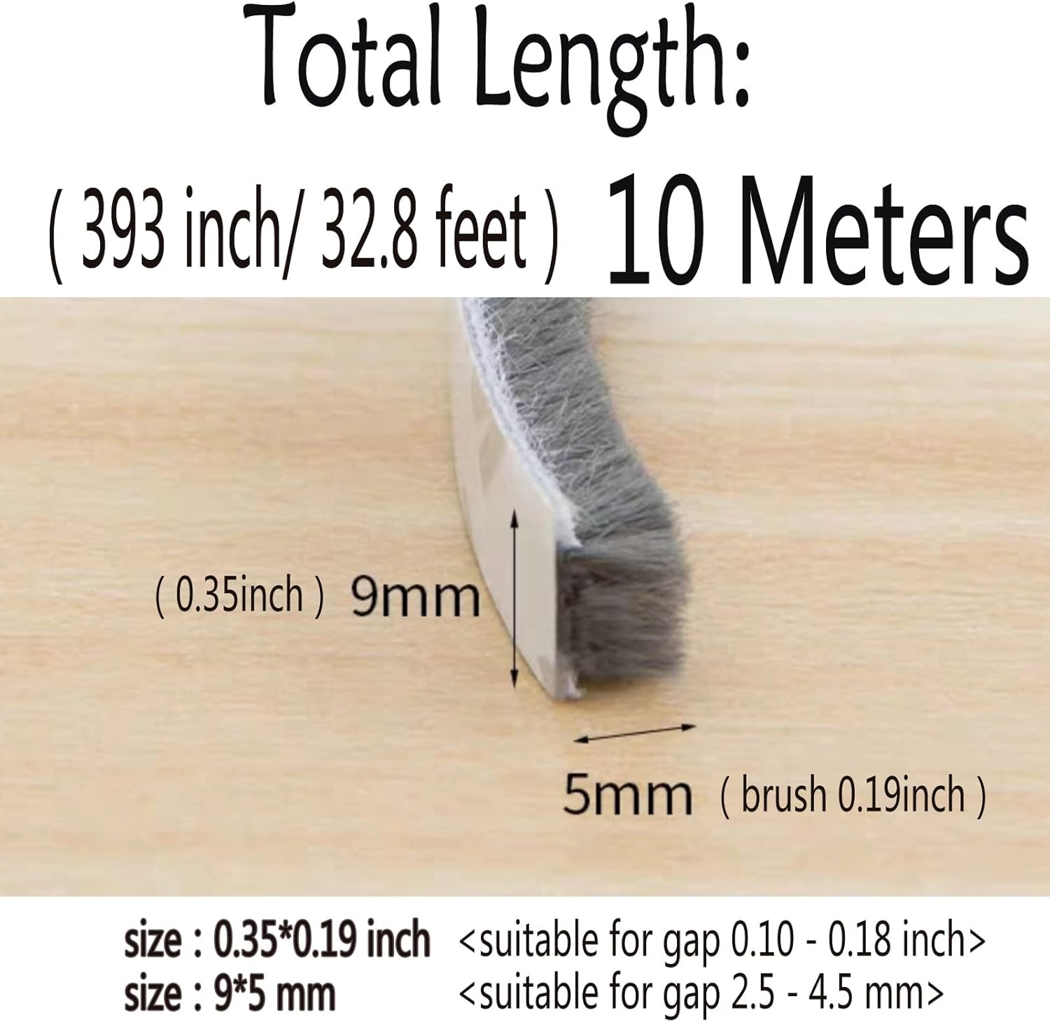 Self-Adhesive Pile Weather Stripping Seal for Sliding Windows and Door Frames, 16.5ft x 11/32 inch, Grey