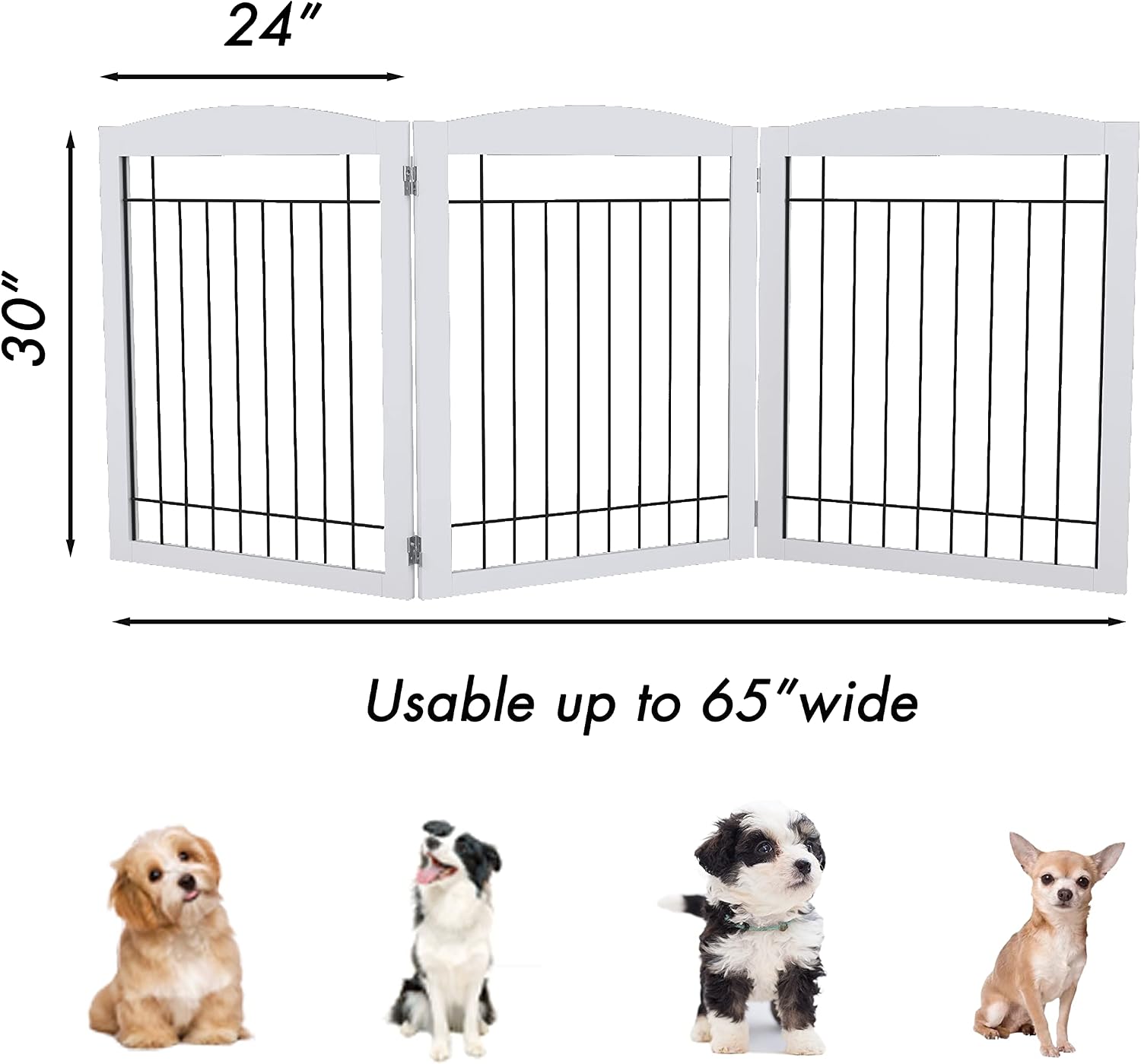 PAWLAND Extra Wide Foldable Dog gate for Doorway, Indoor, 72“ Wide, 30" H
