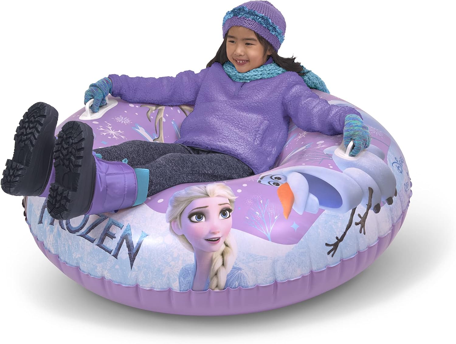 GoFloats Winter Snow Tubes - Choose from Unicorn, Disney's Frozen, Ice Dragon, Polar Bear, Penguin, Flamingo - Inflatable Sled for Kids and Adults