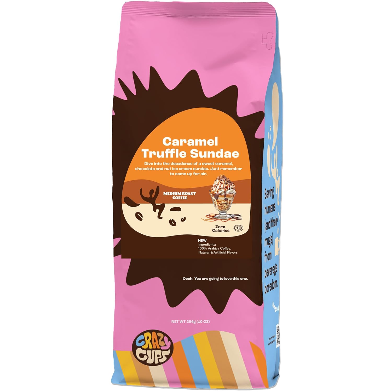 Crazy Cups Flavored Ground Coffee, Cinnamon French Toast, in 10 oz Bag, For Brewing Flavored Hot or Iced Coffee