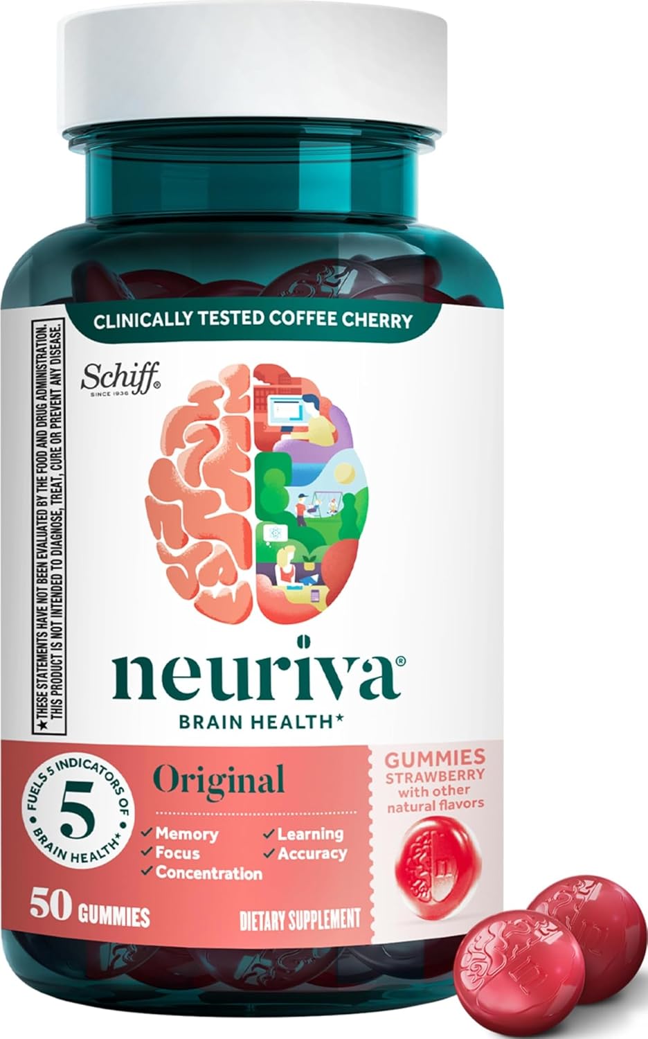 NEURIVA Plus Brain Supplements for Memory and Focus, Clinically Tested Nootropics Neurofactor and Phosphatidylserine with Vitamin B12, Vitamin B6