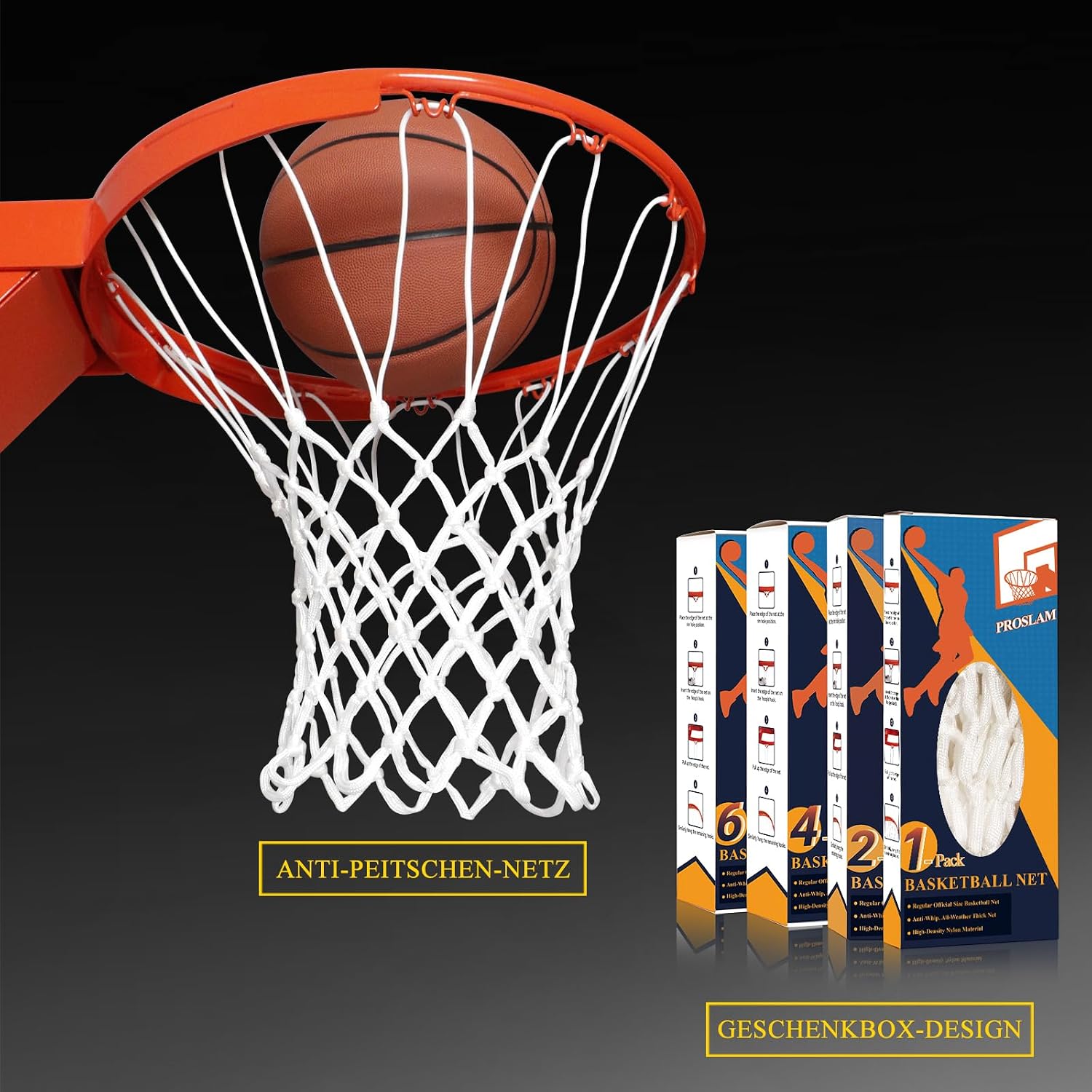 Premium Quality Professional Heavy Duty Basketball Net Replacement - All Weather Anti Whip,Fits Standard Indoor or Outdoor 12 Loops Rims12 Loops