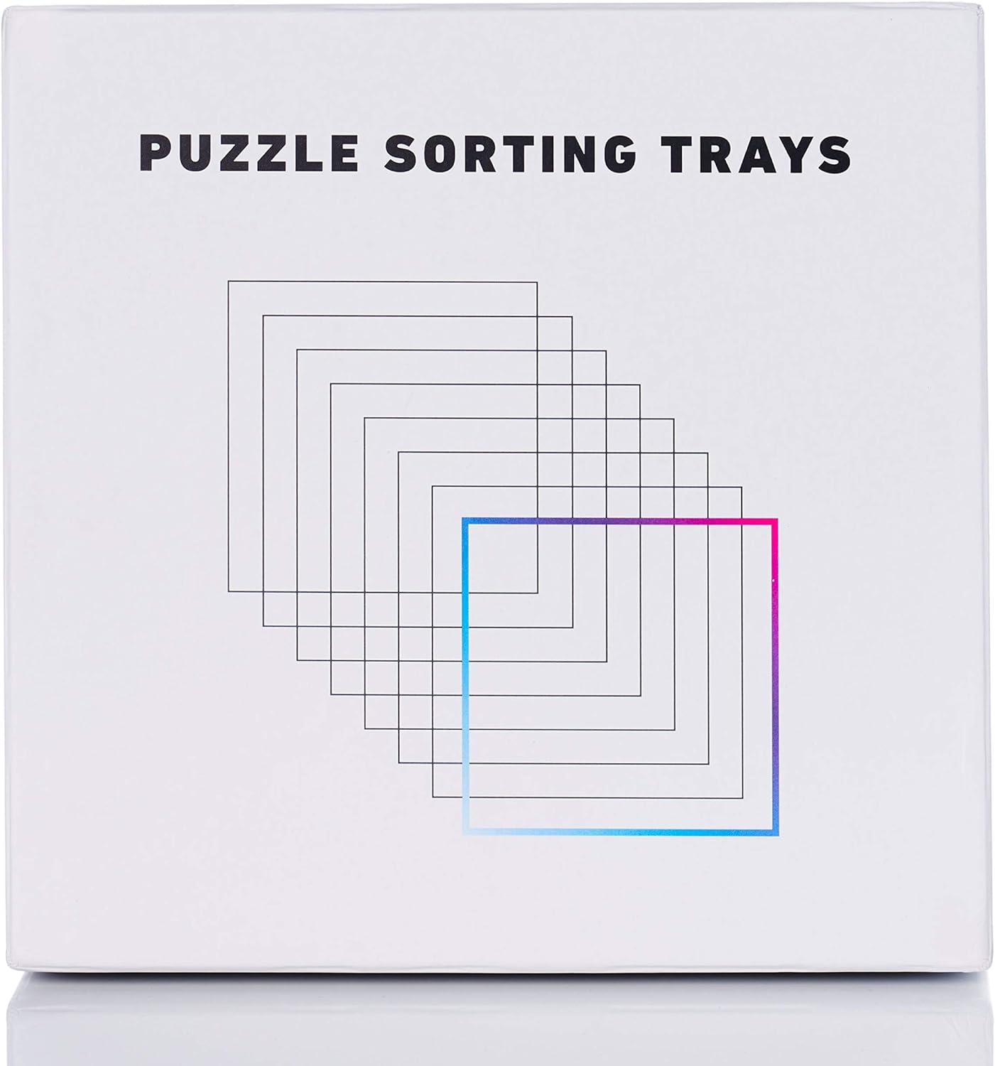 Tidyboss 8 Puzzle Sorting Trays with Lid 8" x 8" - Portable Jigsaw Puzzle Accessories White Background Makes Pieces Stand Out to Better Sort Patterns