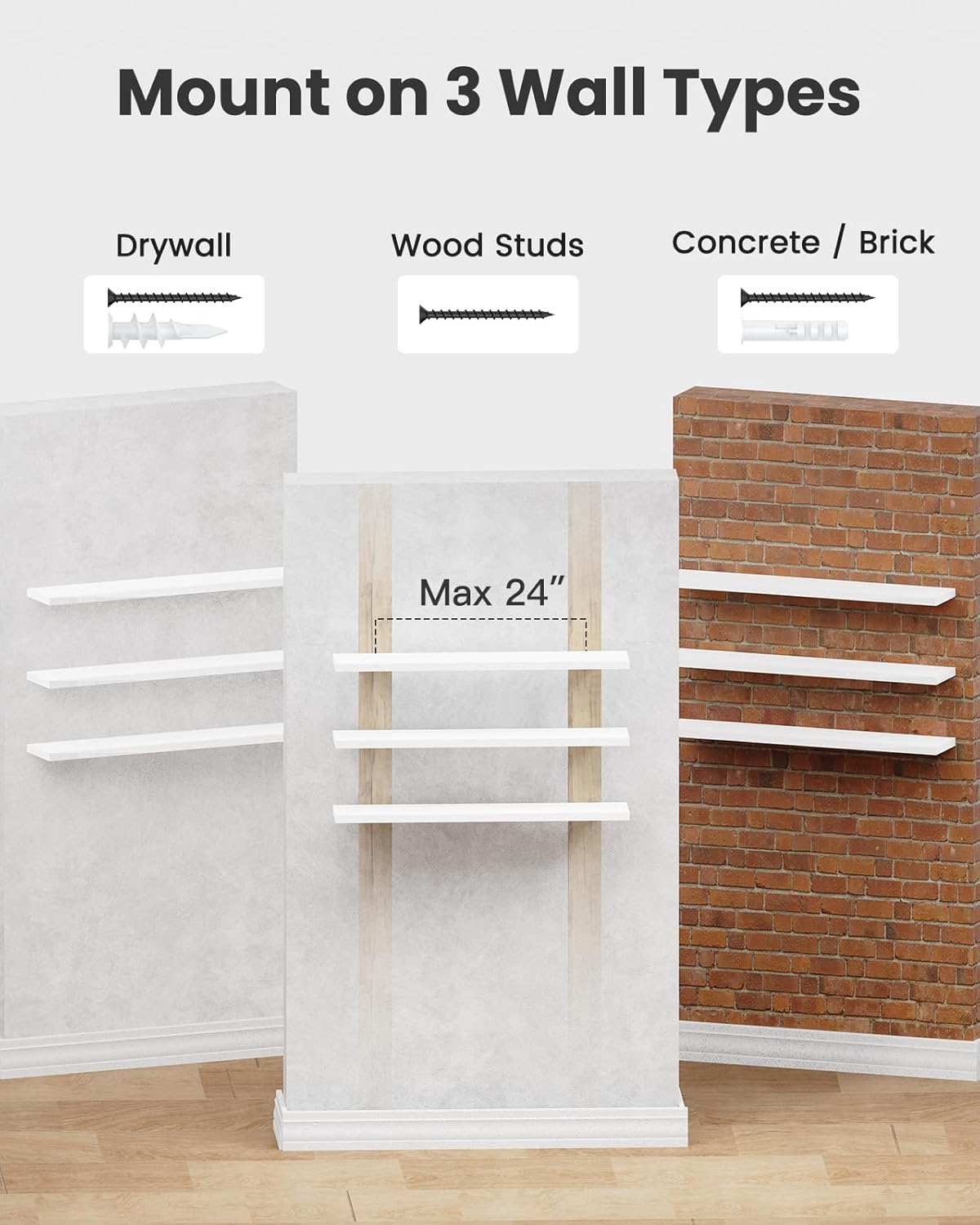 AMADA HOMEFURNISHING Floating Shelves, Wall Shelves for Bathroom/Living Room/Bedroom/Kitchen Decor