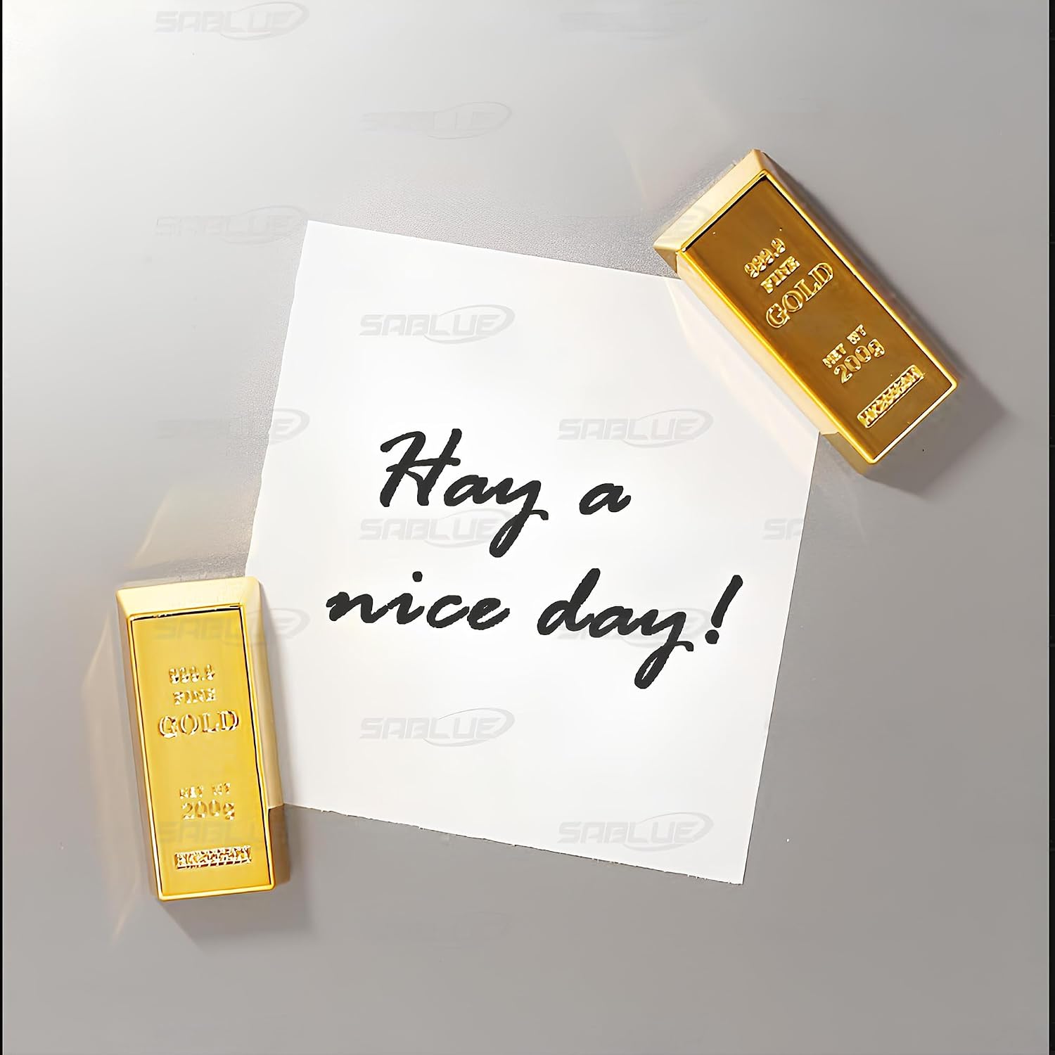 SABLUE 6X Replica Mini Gold Bar Refrigerator Magnets Fake Golden Paper Weight Brick Bullion Movie Prop Novelty Gift Joke (E0-Magnets L)
