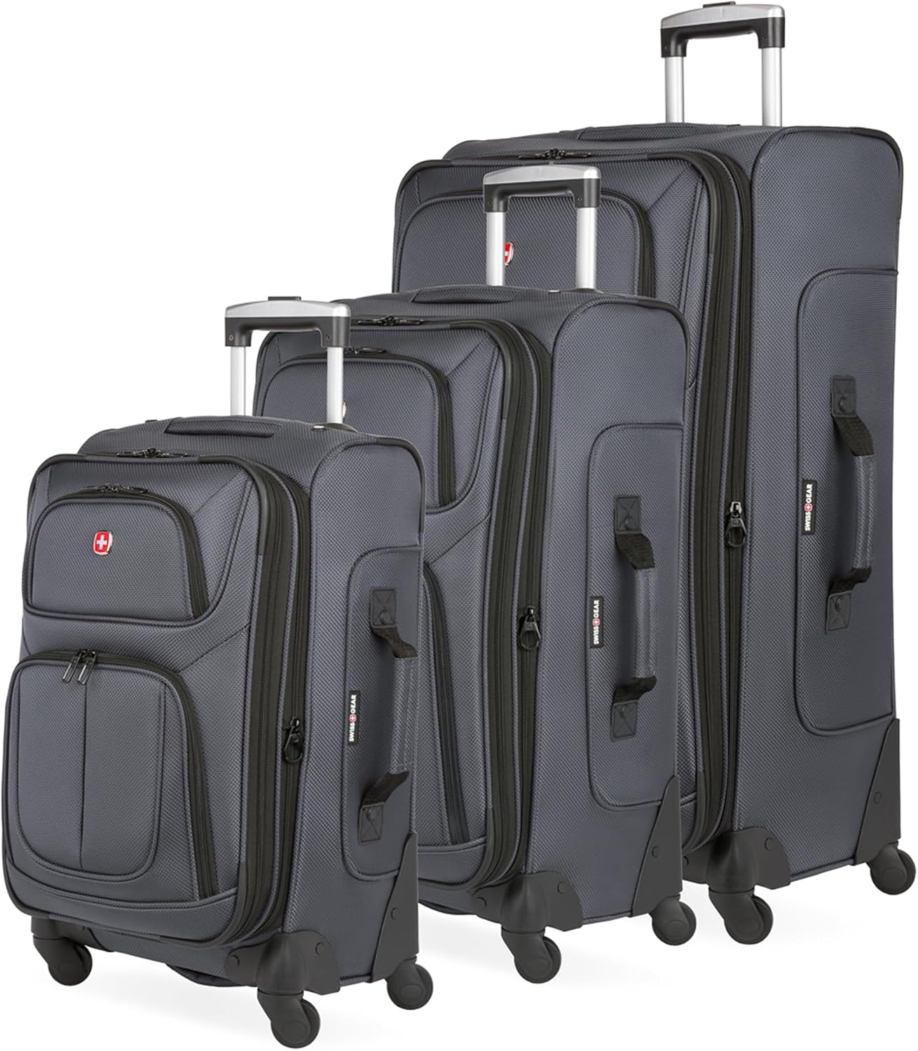 SWISSGEAR Sion Carry-On Spinner Luggage, Softside Expandable, Lightweight Suitcase, Dark Grey, 22.75-Inch