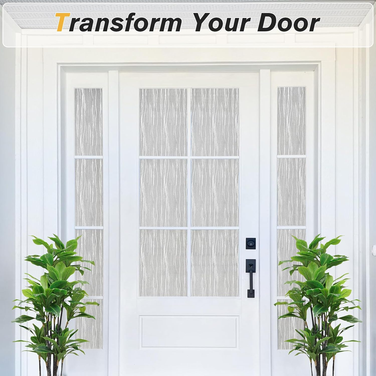 Haton Window Privacy Film, Frosted Stripe Non-Adhesive, 17.5" x 78.7"