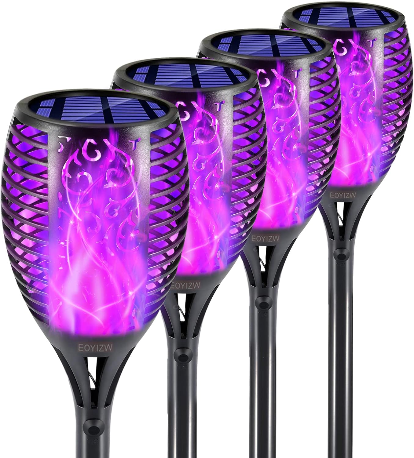 EOYIZW Solar Lights Outdoor 4 Pack, 99 LEDs Solar Torch Light with Flickering Flame- IP65 Waterproof Solar Garden Lights, Solar Powered Outdoor Lights for Porch Yard Patio Halloween Decorations