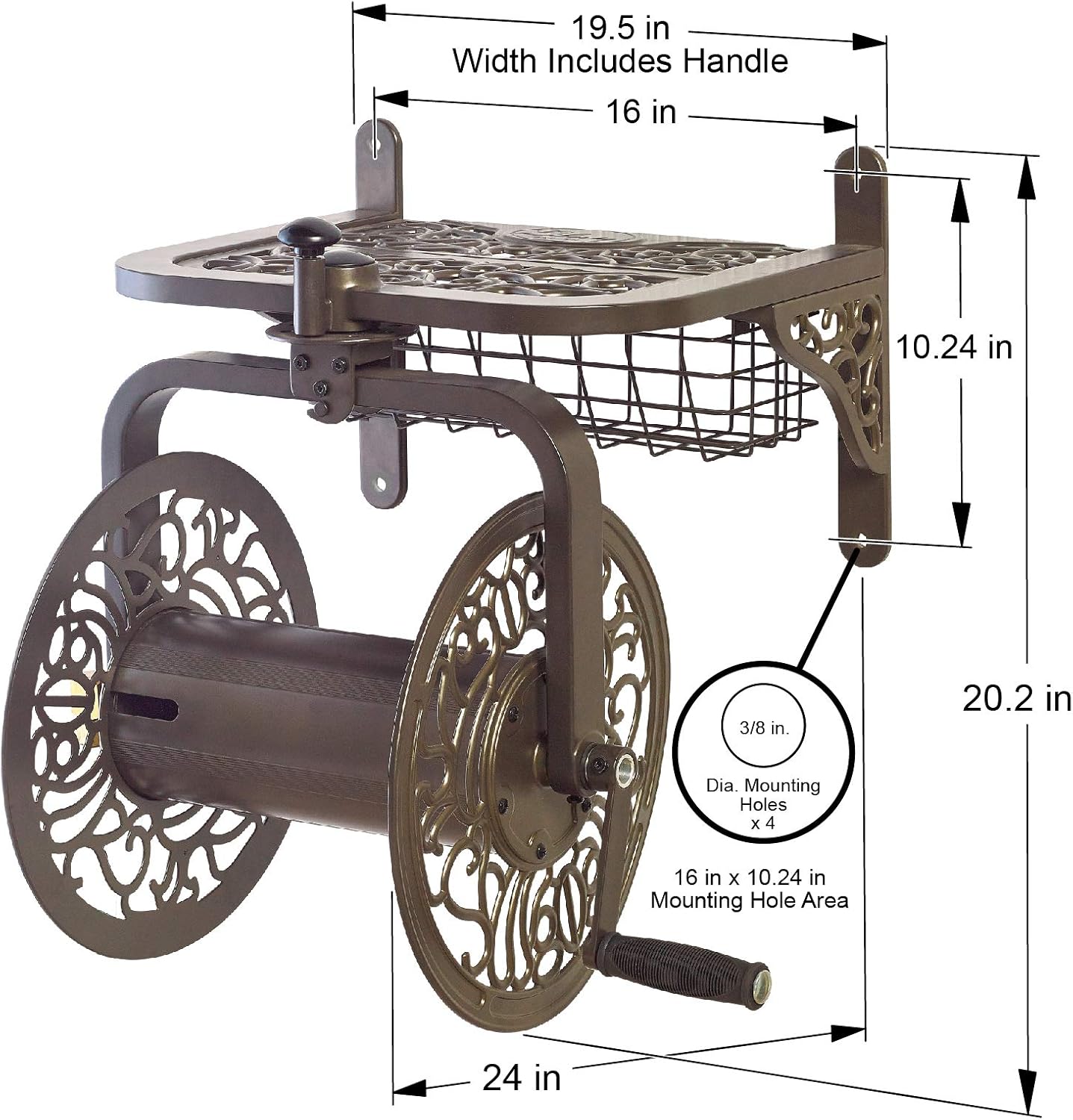 Liberty Garden 710 Navigator Rotating Garden Hose Reel, Holds 125-Feet of 5/8-Inch Hose - Bronze