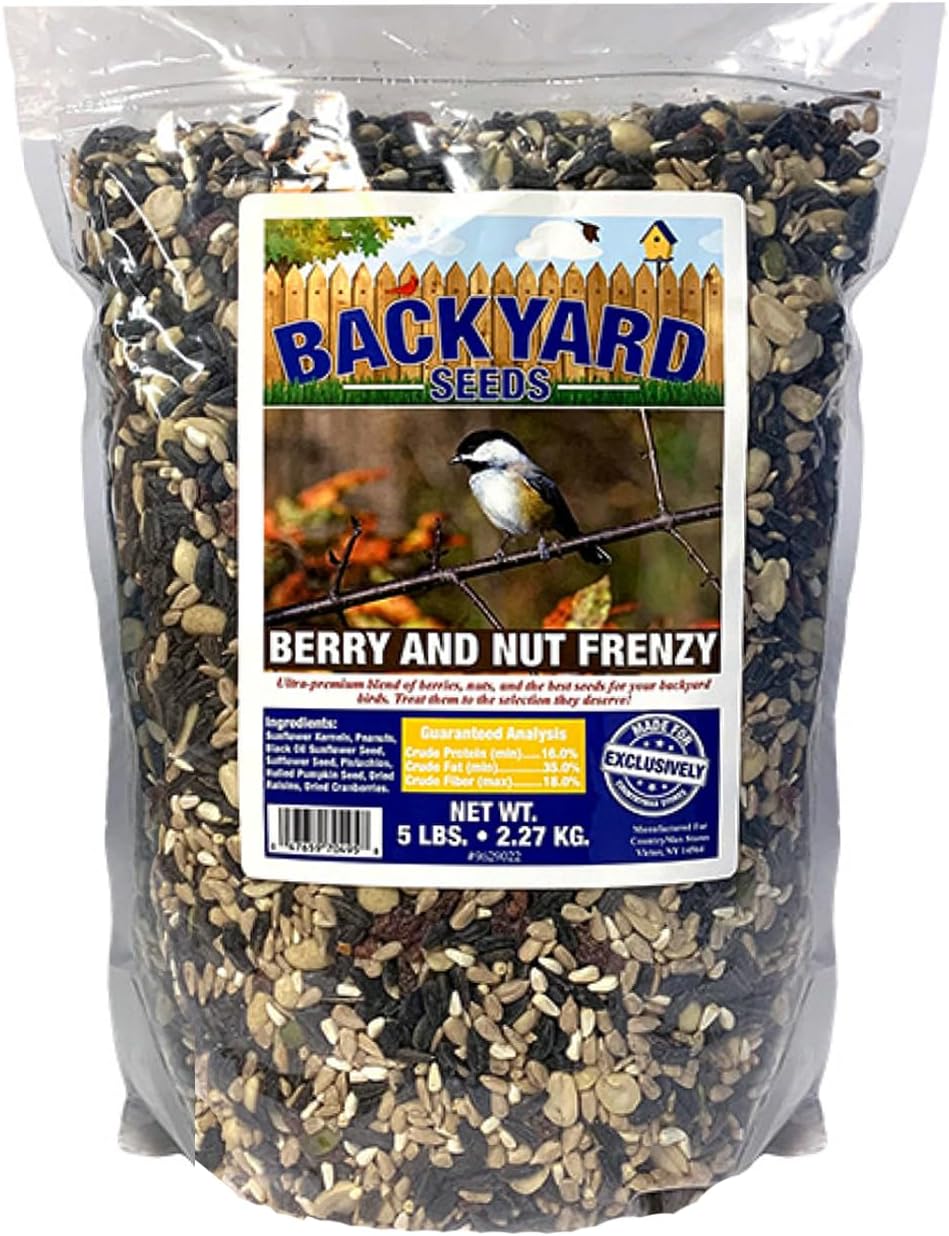 Backyard Seeds Woodpecker No-Waste Bird Seed Mix 5lbs - Premium Shelled Peanuts & Sunflower Chips, Small Bag of Wild Bird Food