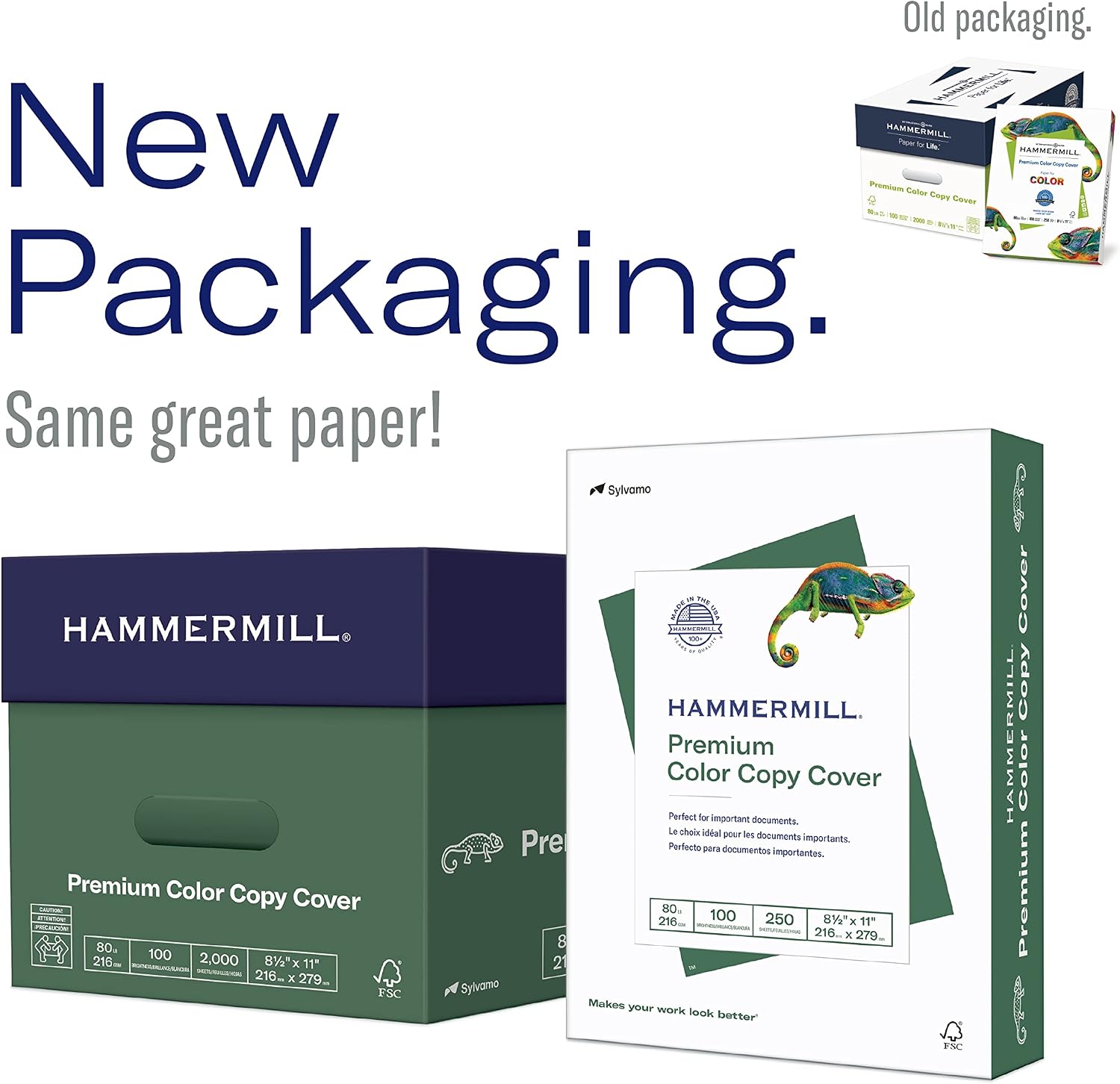 Hammermill Cardstock, Premium Color Copy, 80 lb, 8.5 x 11 - 1 Pack (250 Sheets) - 100 Bright, Made in the USA Card Stock, 120023R, White