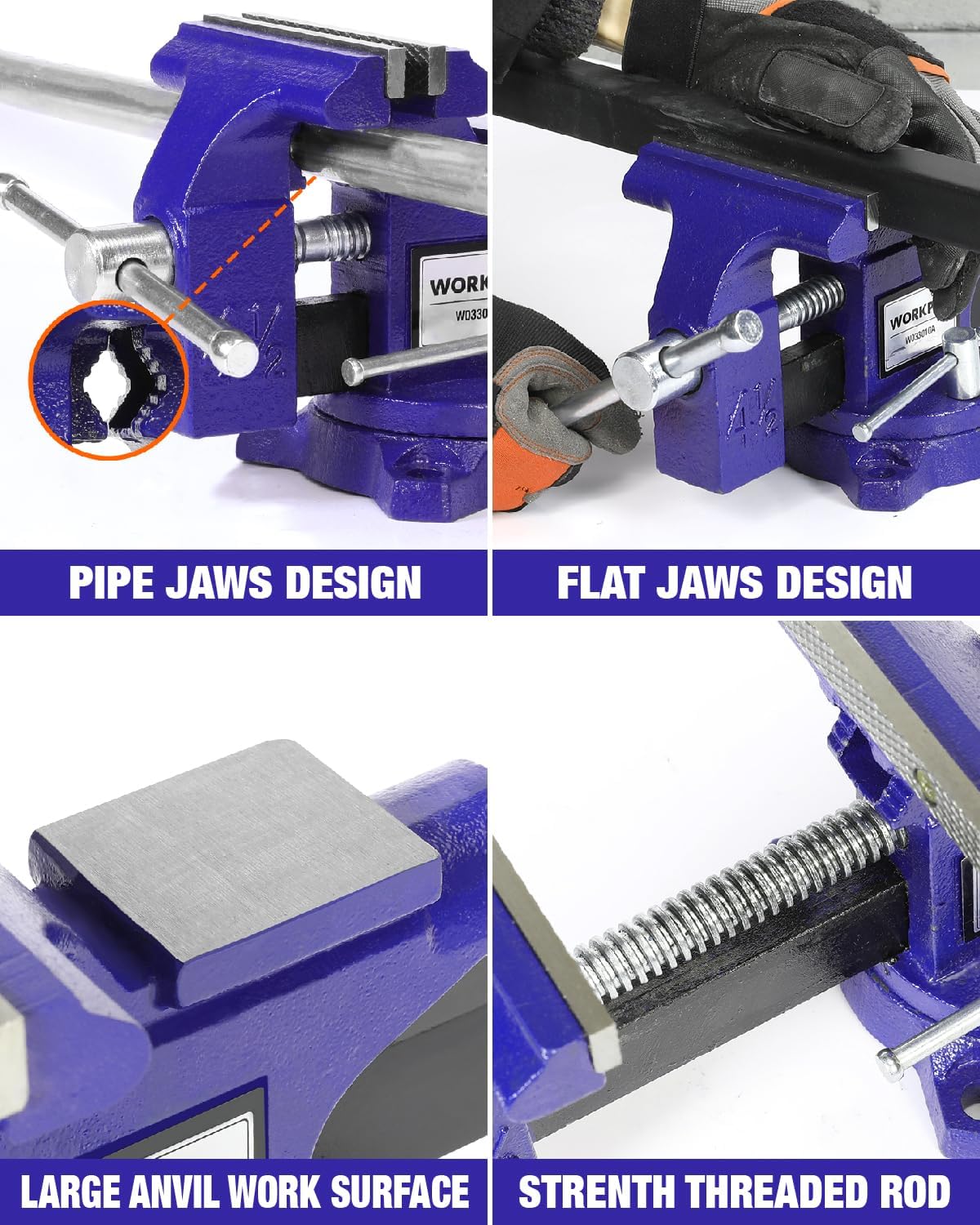WORKPRO Bench Vise, 4-1/2" Vice for Workbench