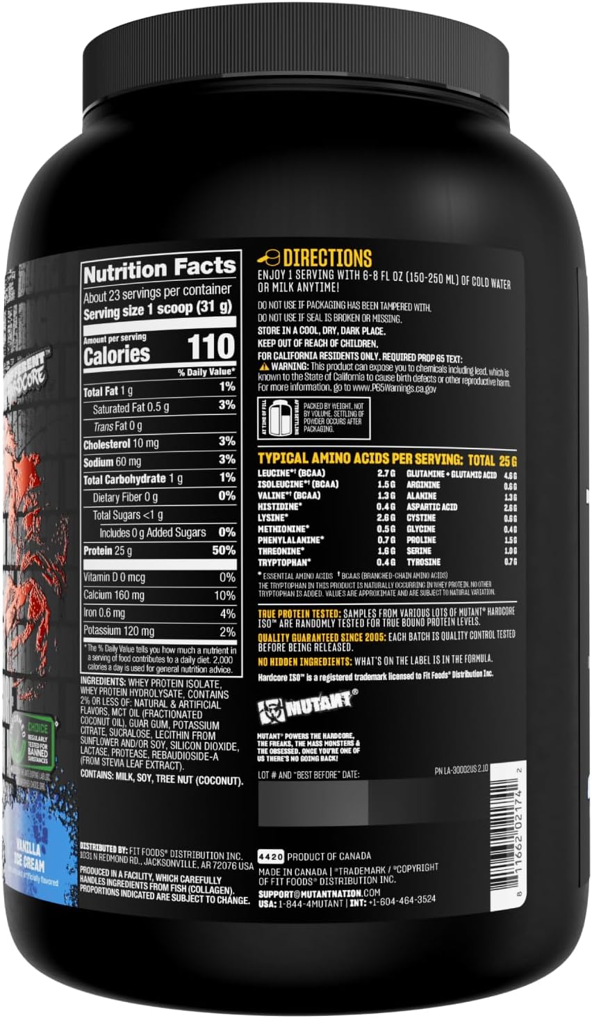 Mutant Hardcore ISO, Whey Protein Isolate, Strawberry Milkshake, 5 lb