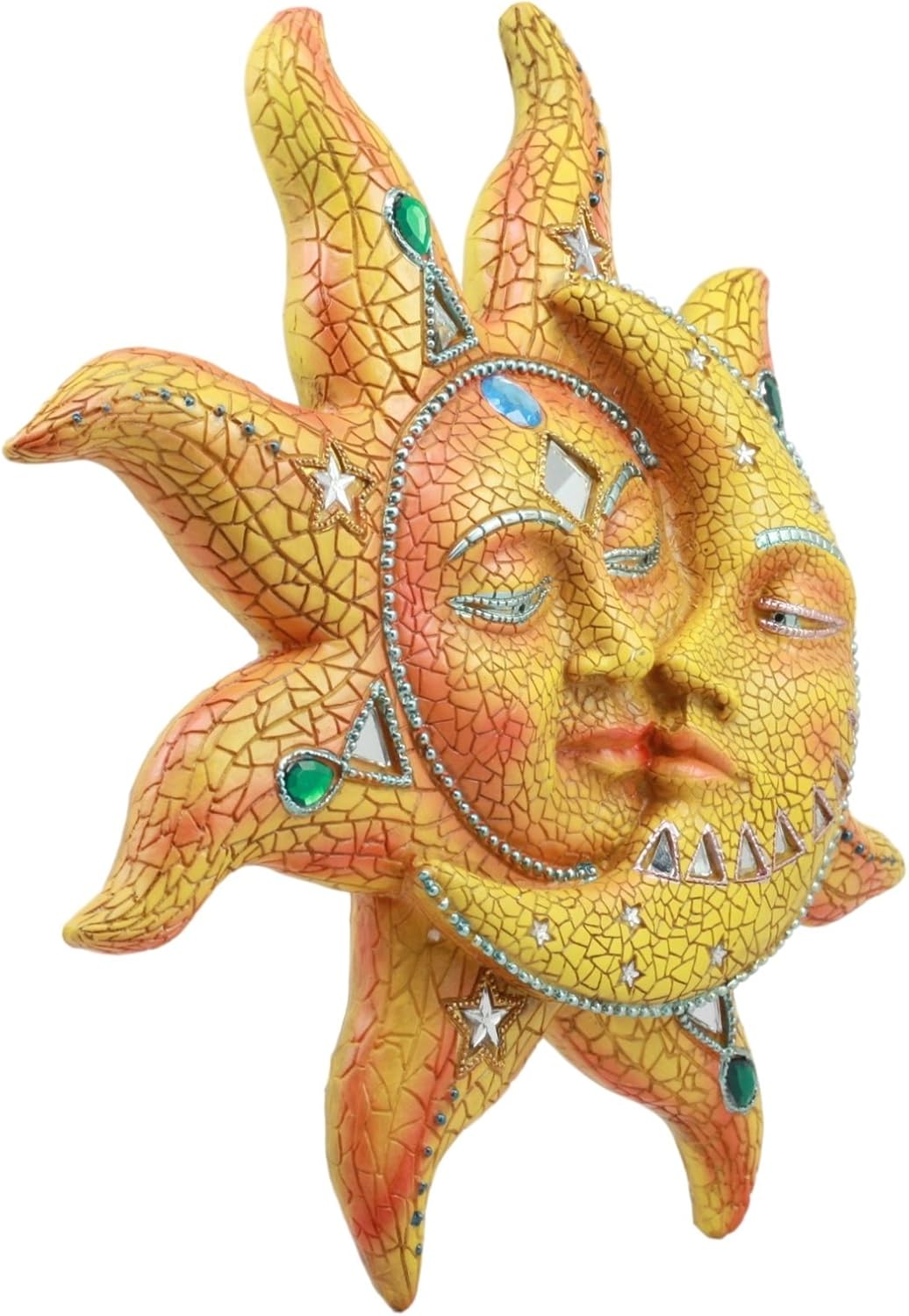 Ebros Colorful Celestial Heavens Mosaic Sun and Moon Wall Decor Plaque 12"Tall Day Surrendering Unto Night Belenos God And Goddess Selene Hanging