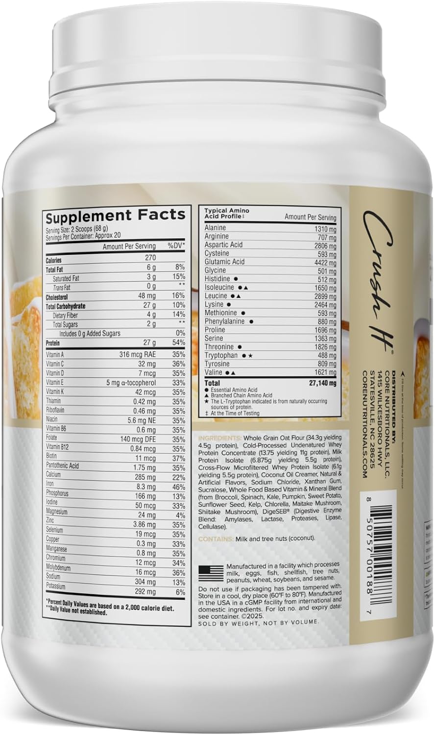 Core Nutritionals MRP Meal Replacement, Vanilla Poundcake, 3 lb