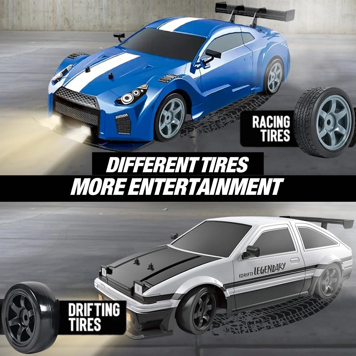 Liberty Imports RC Drift Car 1/16 2.4GHz 4WD Remote Control Sport Racing On-Road Vehicle with LED Light, Batteries and Drift Tires (Red)