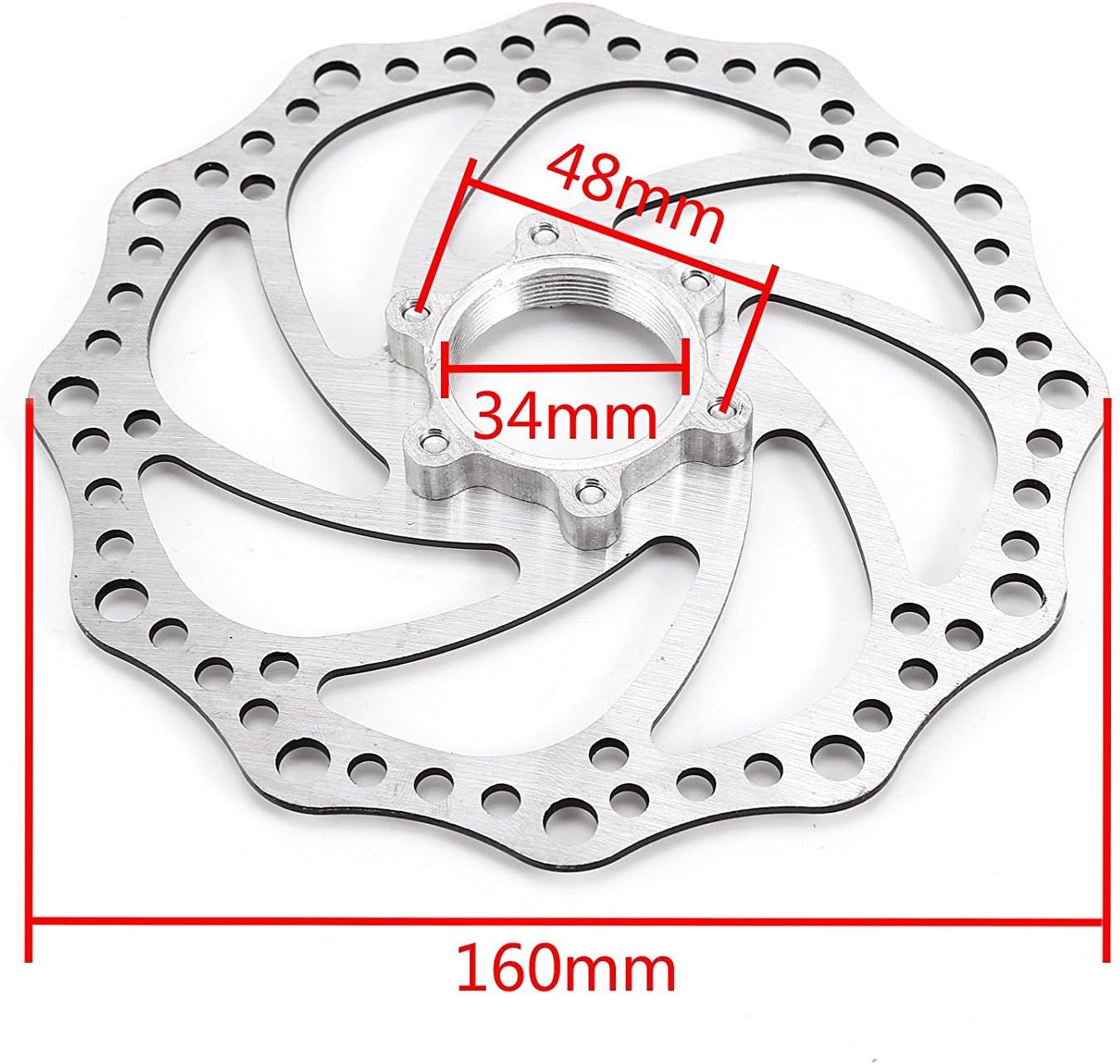 BlueSunshine Front and Back Disk Brake Kit - 160mm For 80cc Gas Motorized Bicycle - Freewheel Threaded Hubs Hole distance of 48mm