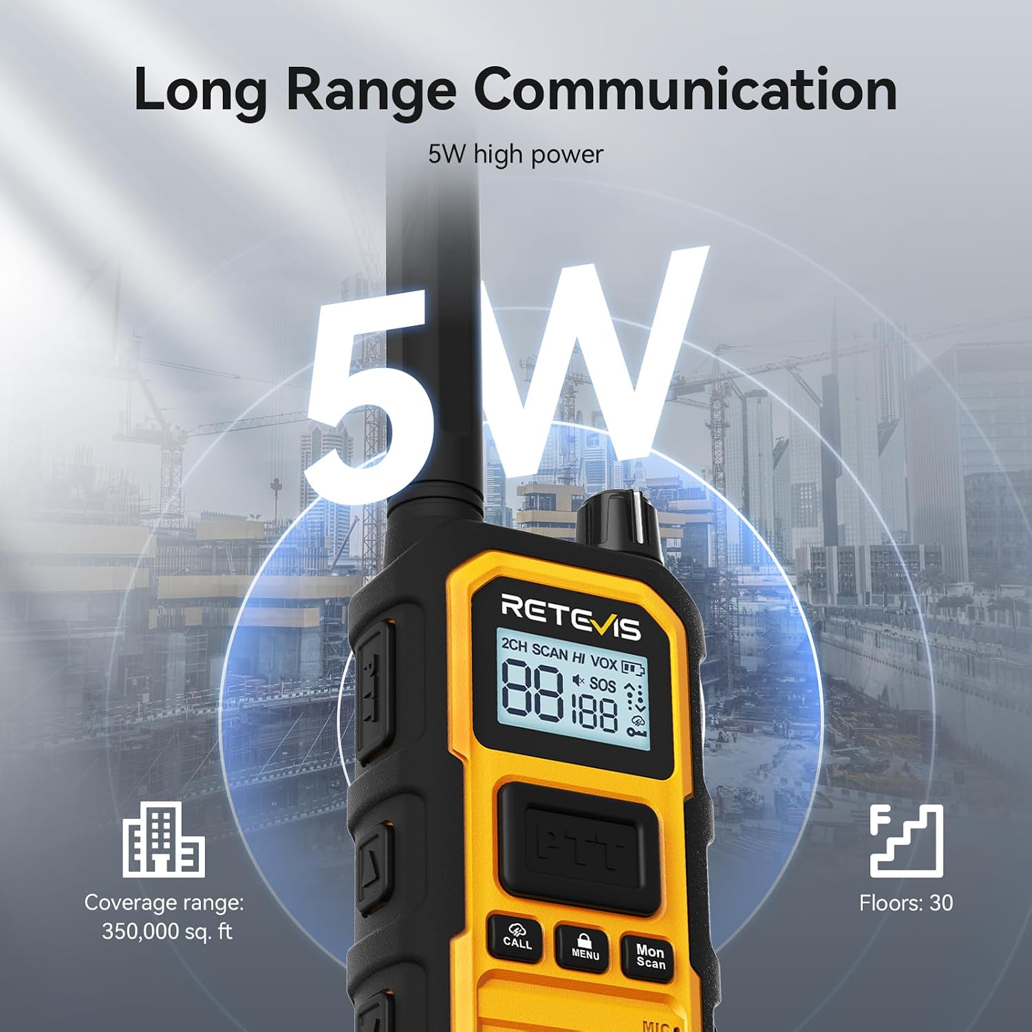 Retevis RB48 Plus Waterproof Walkie Talkies Long Range,GMRS Radios (6 Pack) | with 6-Way Charger,Heavy Duty,Rechargeable Two Way Radios,Connected Repeater,Dustproof,Shock Resistant,NOAA,Emergency Radios