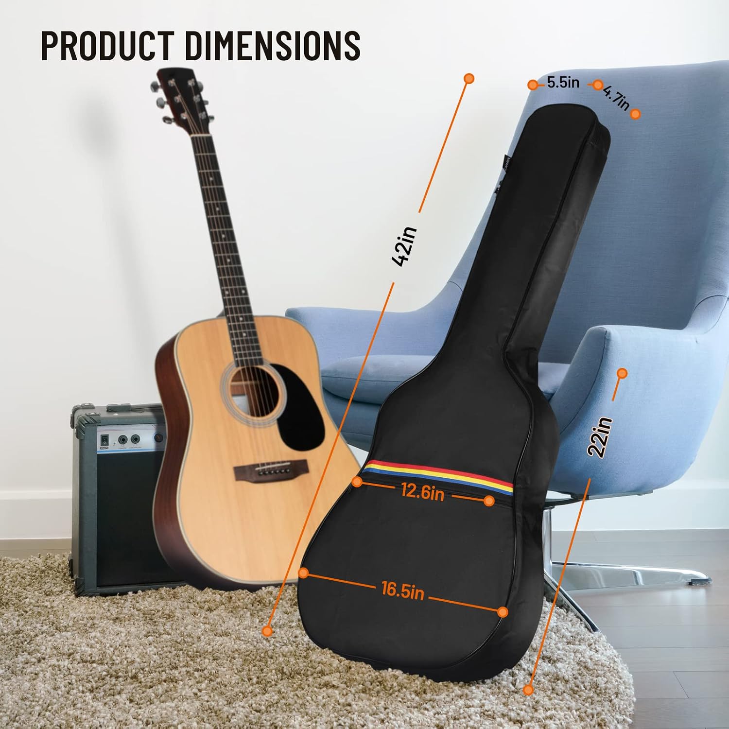 CAHAYA Electric Guitar Bag Gig Bag 6mm Padding Padded Backpack with Reflective Bands Soft Guitar Case Black CY0225