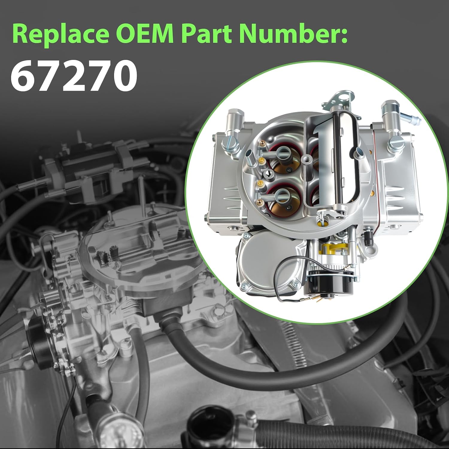 BR-67270 4 Barrel Carburetor for Holly 4150 Model Vacuum Secondary Electric Choke Replacement 600 CFM