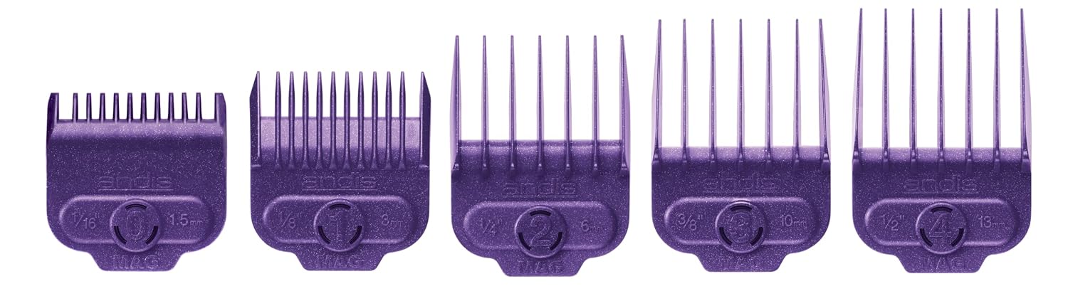 Andis 66345 Nano-Silver Magnetic Attachment 5 Combs with Long-Lasting Performance - Sizes 6", 8", 4", 3/8", 2"