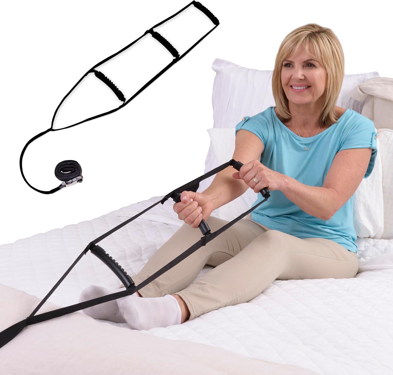 Stander BedCaddie, Pull-Up Assist Bed-Ladder with Non-Slip Handles for Adults, Seniors, and Elderly, Adjustable Length Bed-Lift