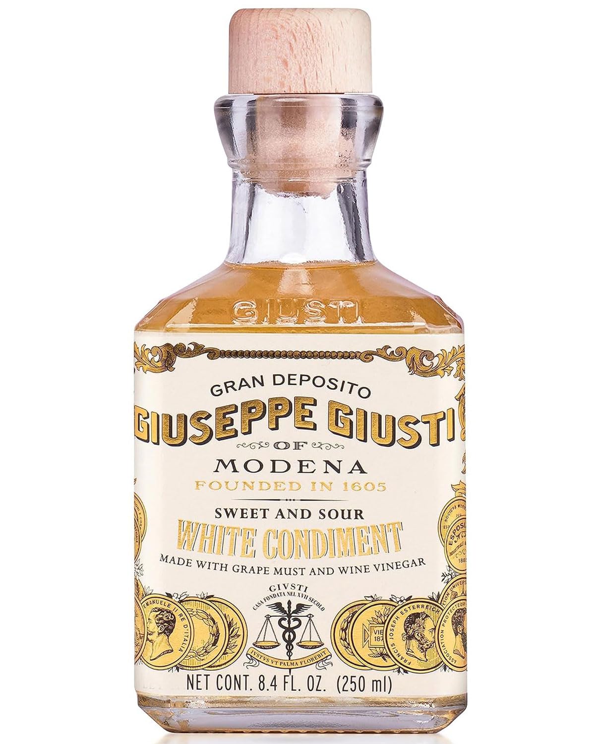 Giusti White Balsamic Vinegar Dressing – Condiment for Cooking and Finishing Dishes such as Salads, Vegetables, or Fish. Made in Italy with Balsamic Vinegar of Modena – 8.45 fl oz (250 ml) - Pack of 1