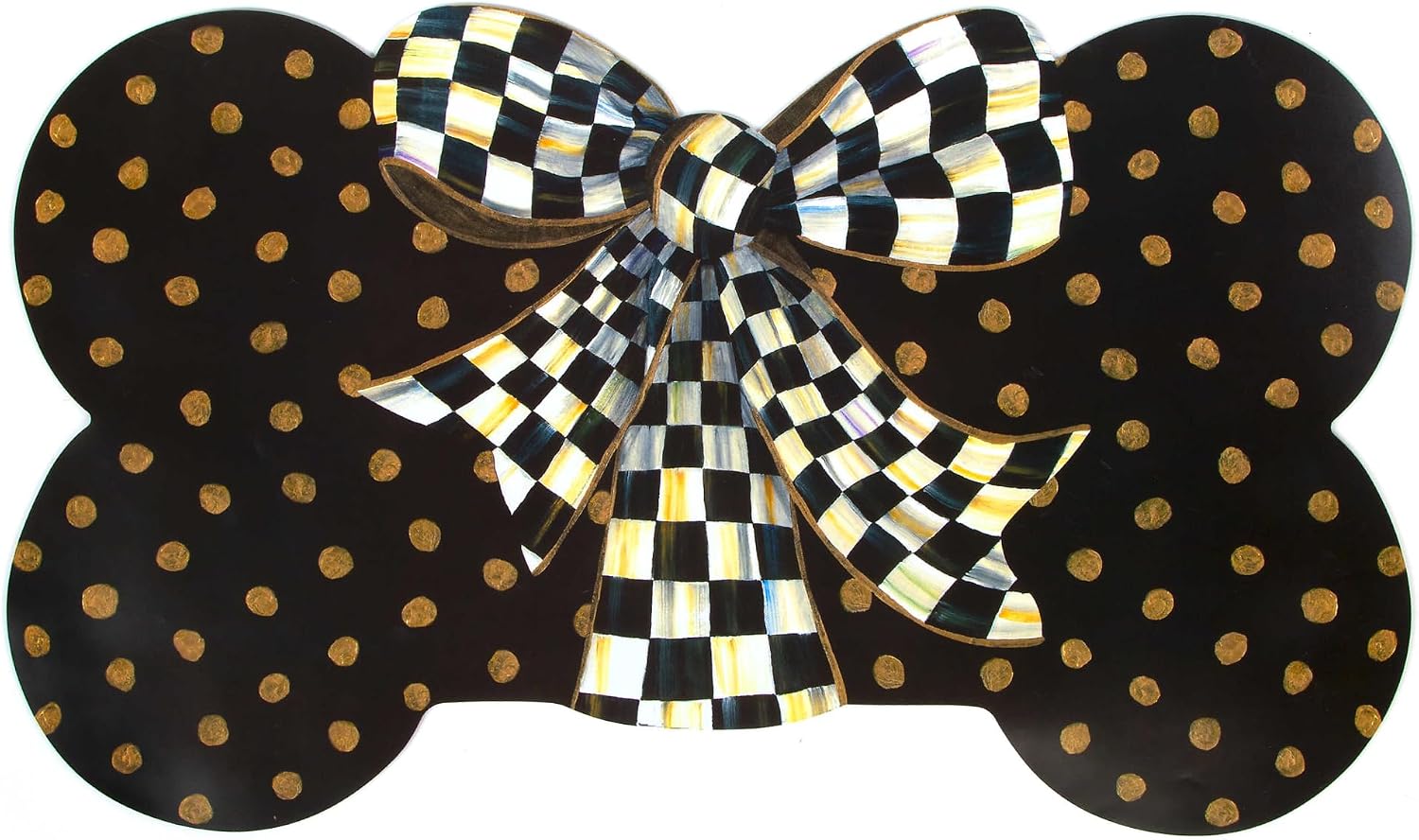 MACKENZIE-CHILDS Pup Placemat, Black-and-White Courtly Bow